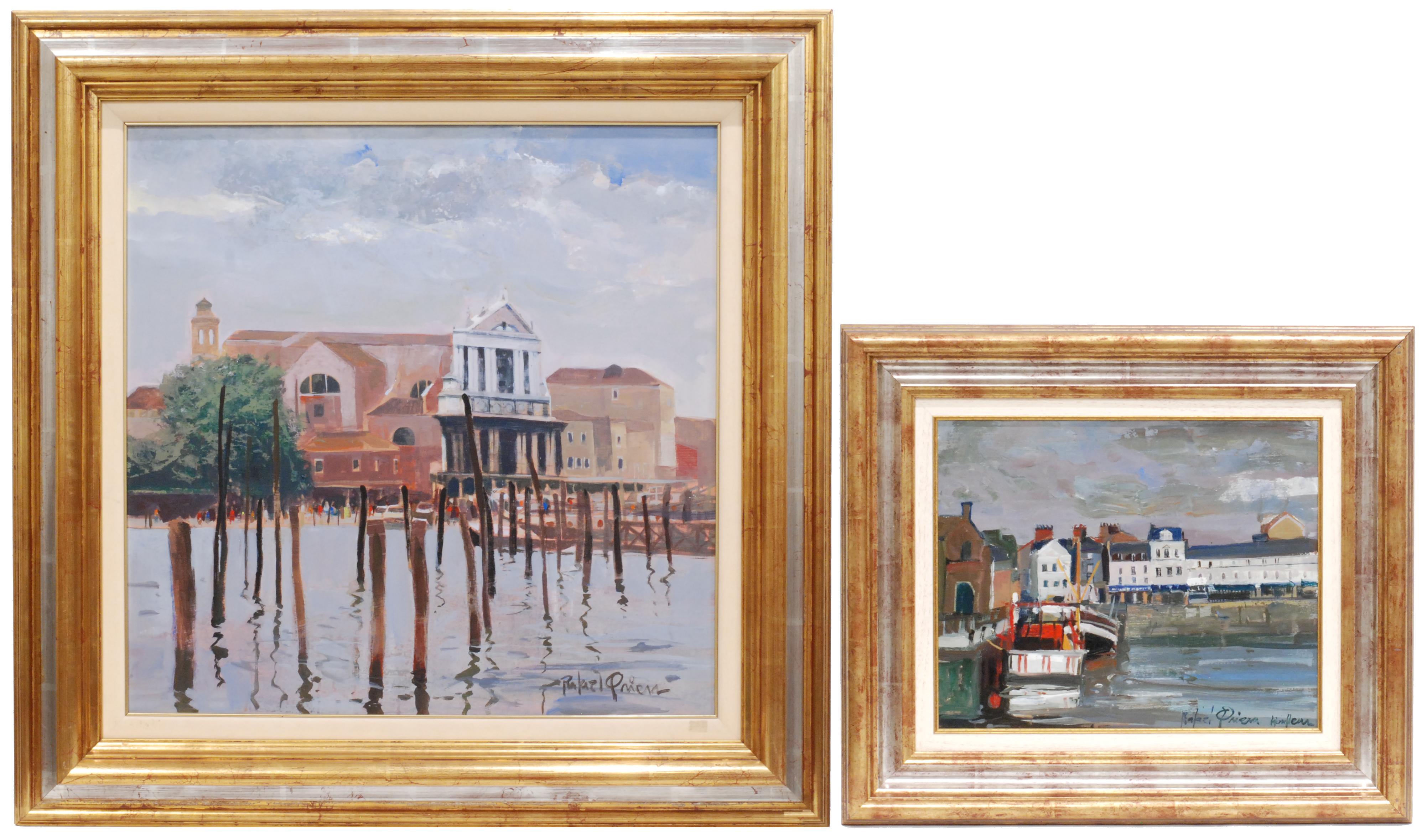 RAFAEL GRIERA (1934), "Honfleur" y Venecia., Óleo sobre lie