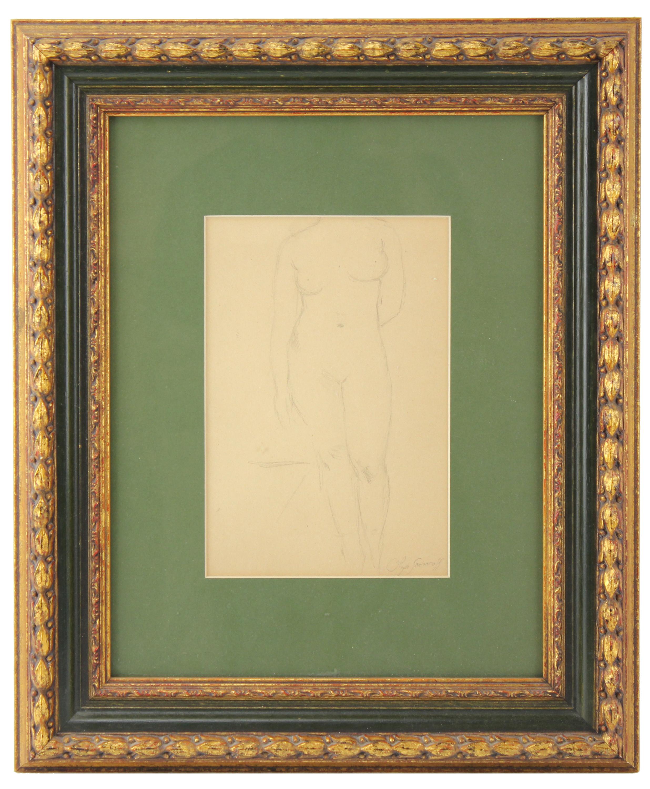OLGA SACHAROFF (1889-1967), Desnudo, Dibujo a lápiz sobre p