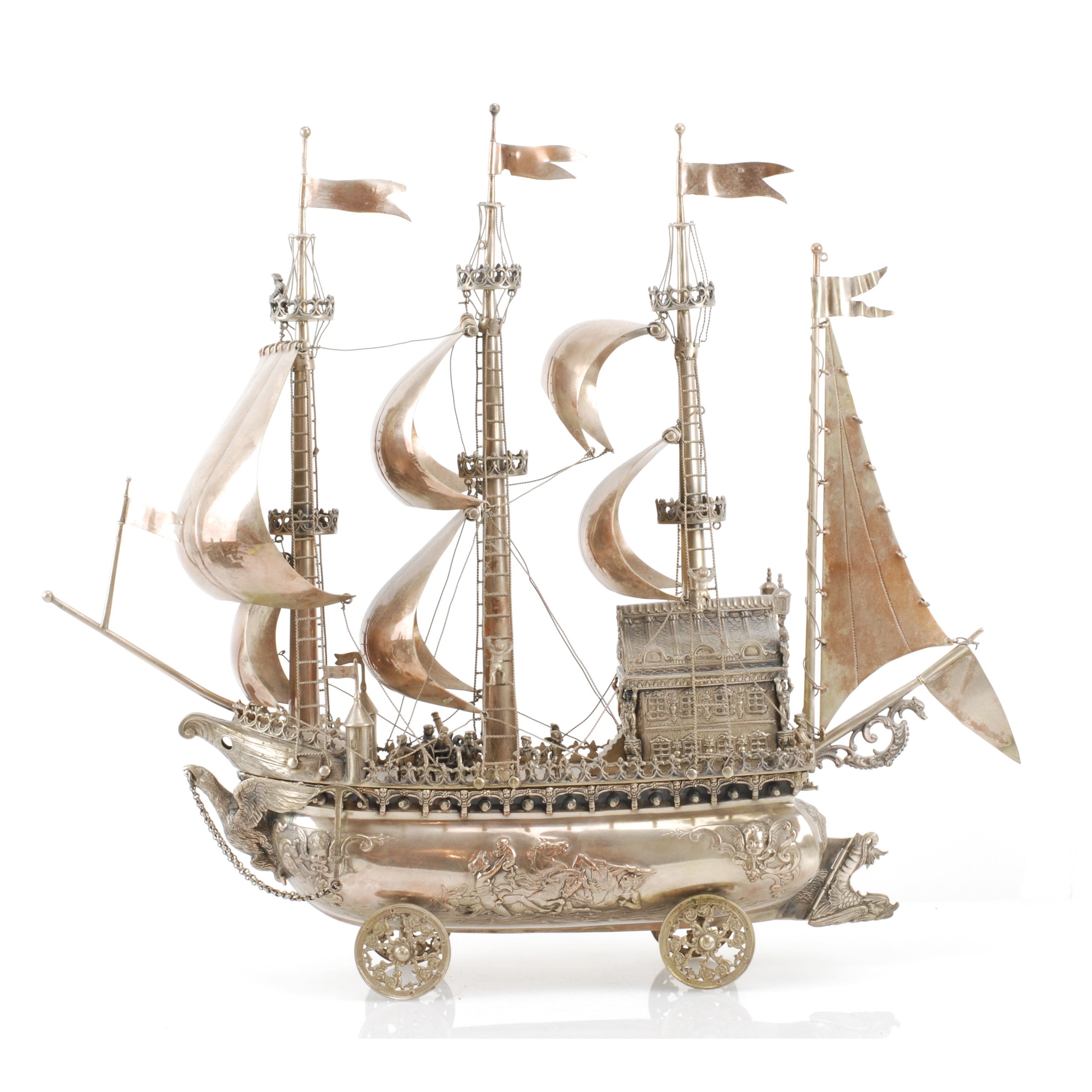 MAQUETA DE BARCO PLATA, SIGLO XX