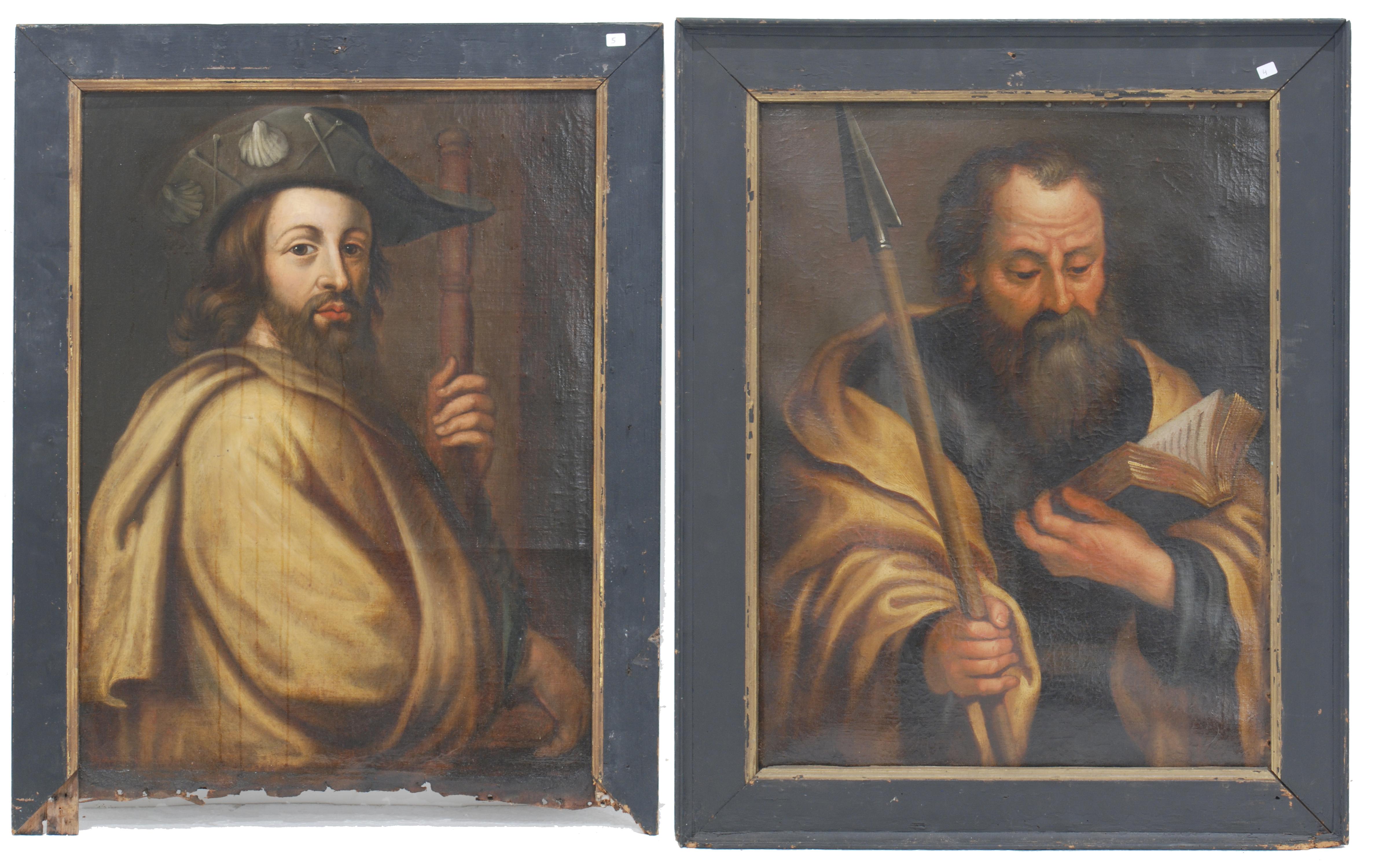 18TH CENTURY SPANISH SCHOOL, "Apostles"., Oil on canvas.