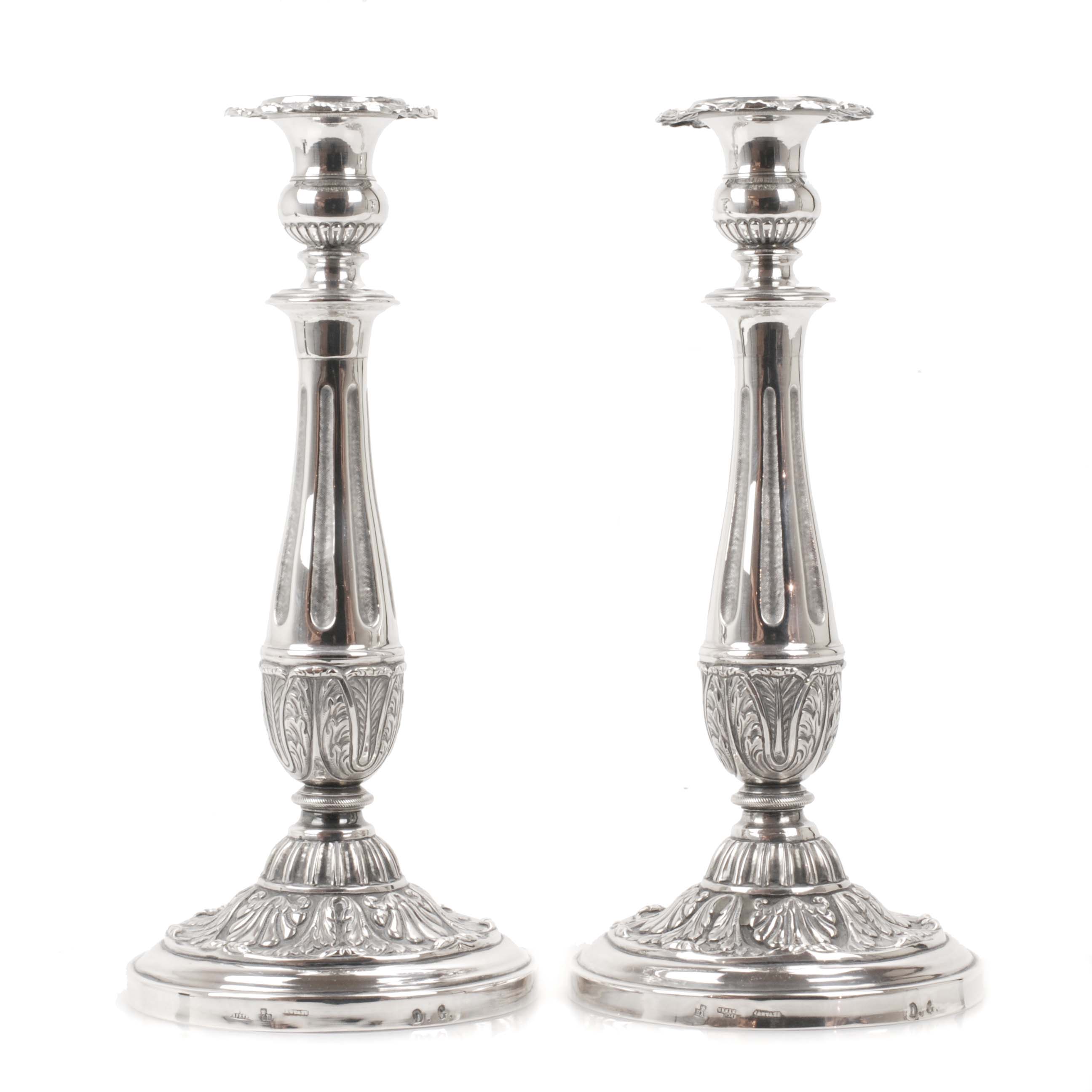 PAIR OF SILVER CANDLESTICKS, BARCELONA. FIRST HALF C19th 