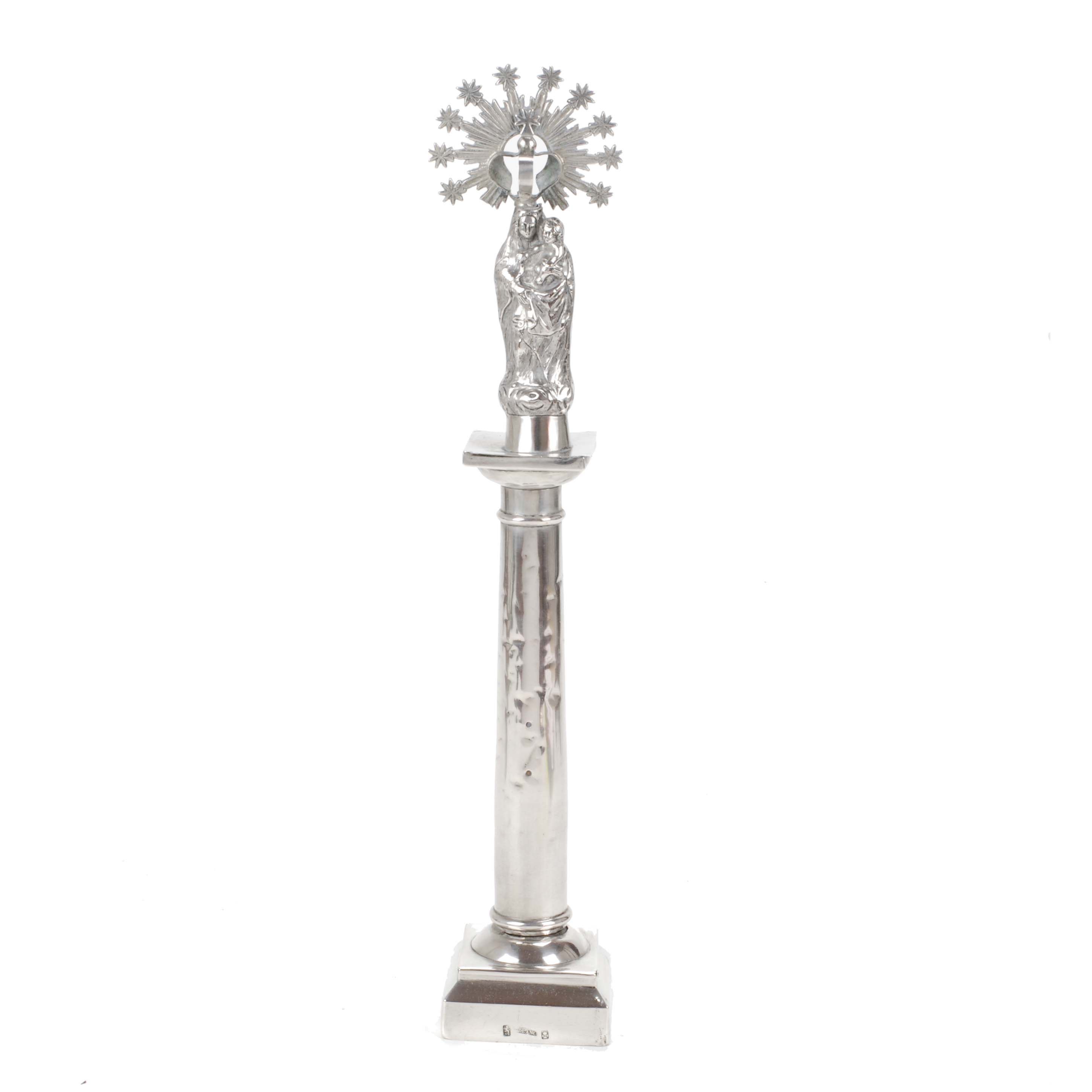 "VIRGEN DEL PILAR", FIGURA EN PLATA, SIGLO XIX