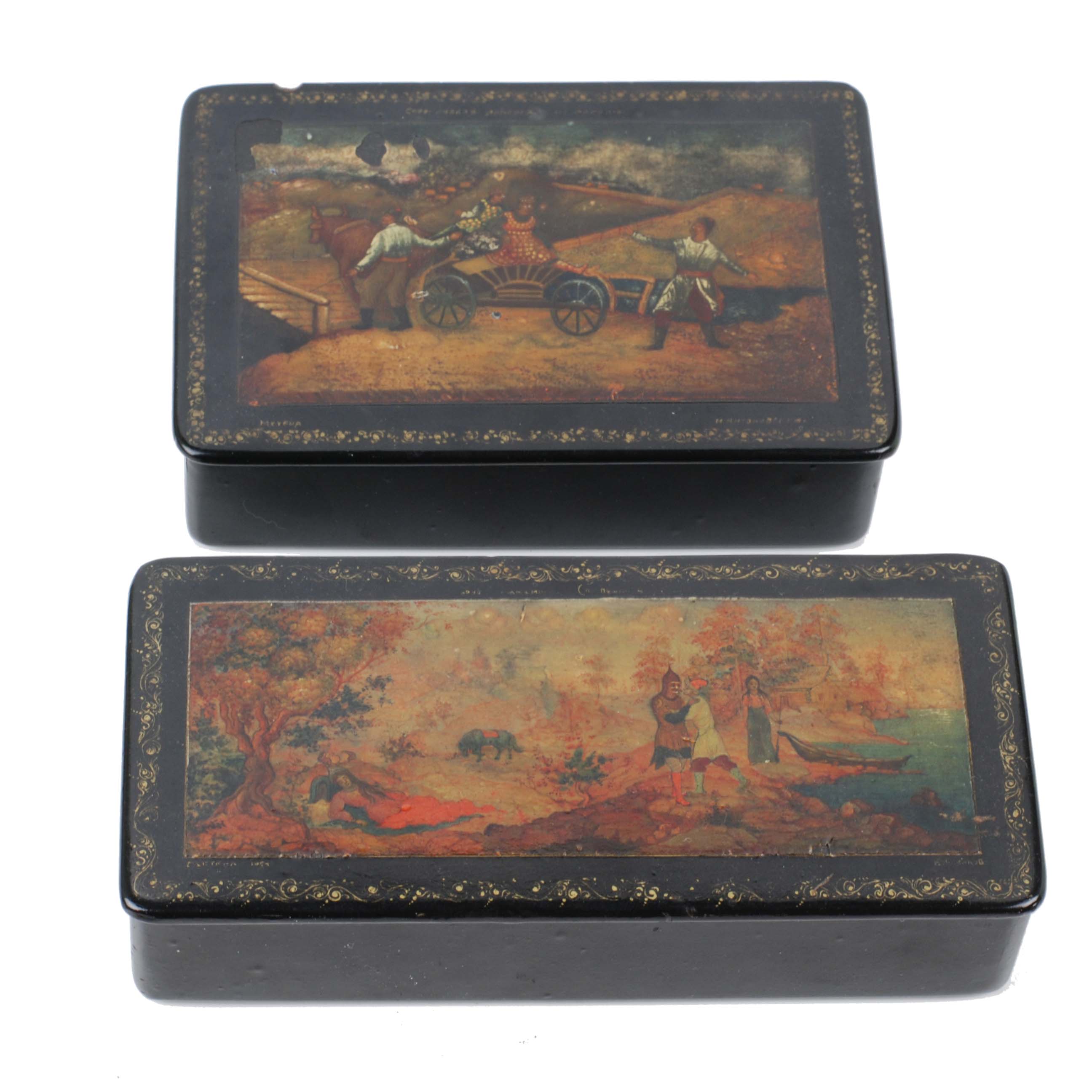 TWO RUSSIAN BOXES, 19TH CENTURY.