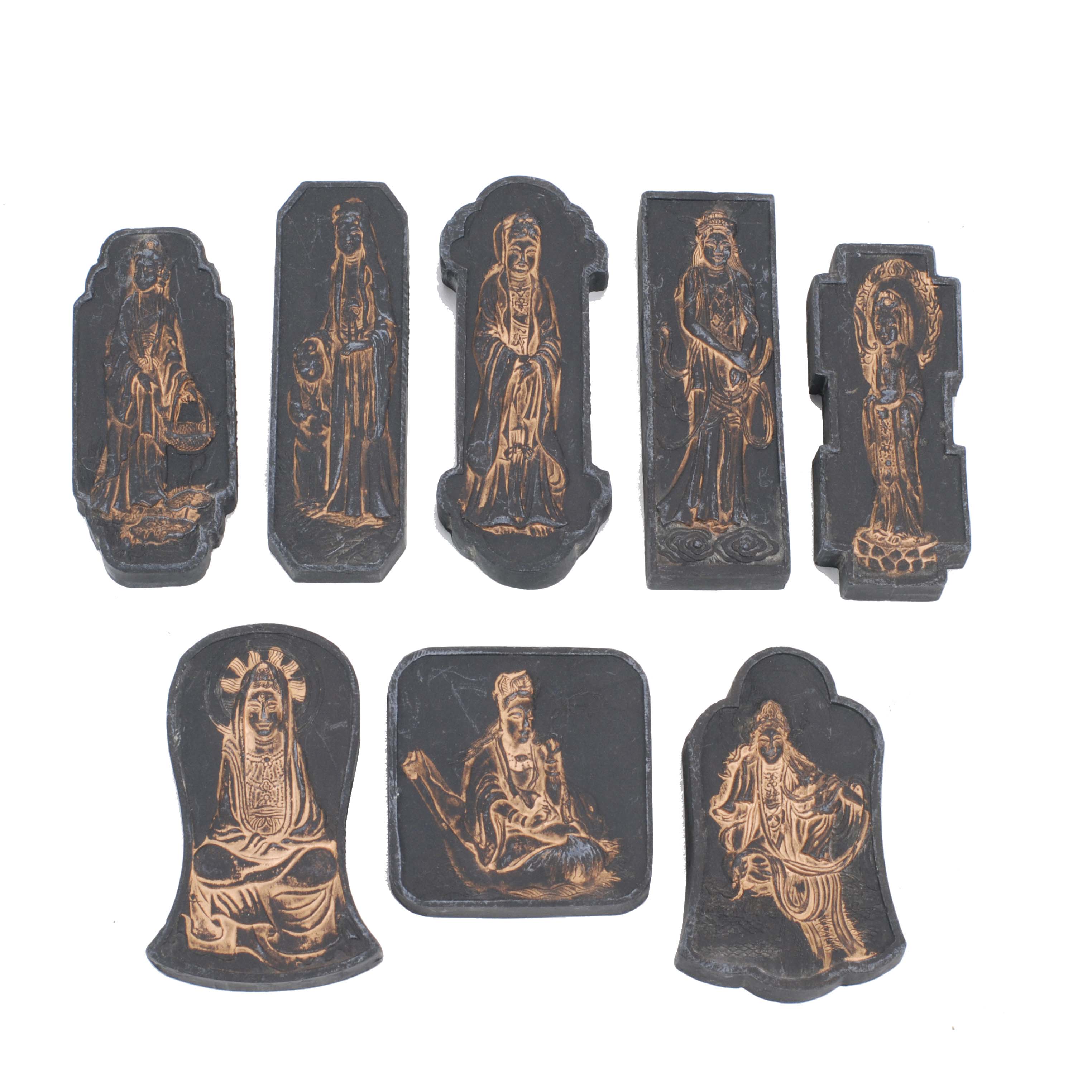 CONJUNTO DE OCHO PIEDRAS DE TINTAS, PRINCIPIOS DEL SIGLO XX.