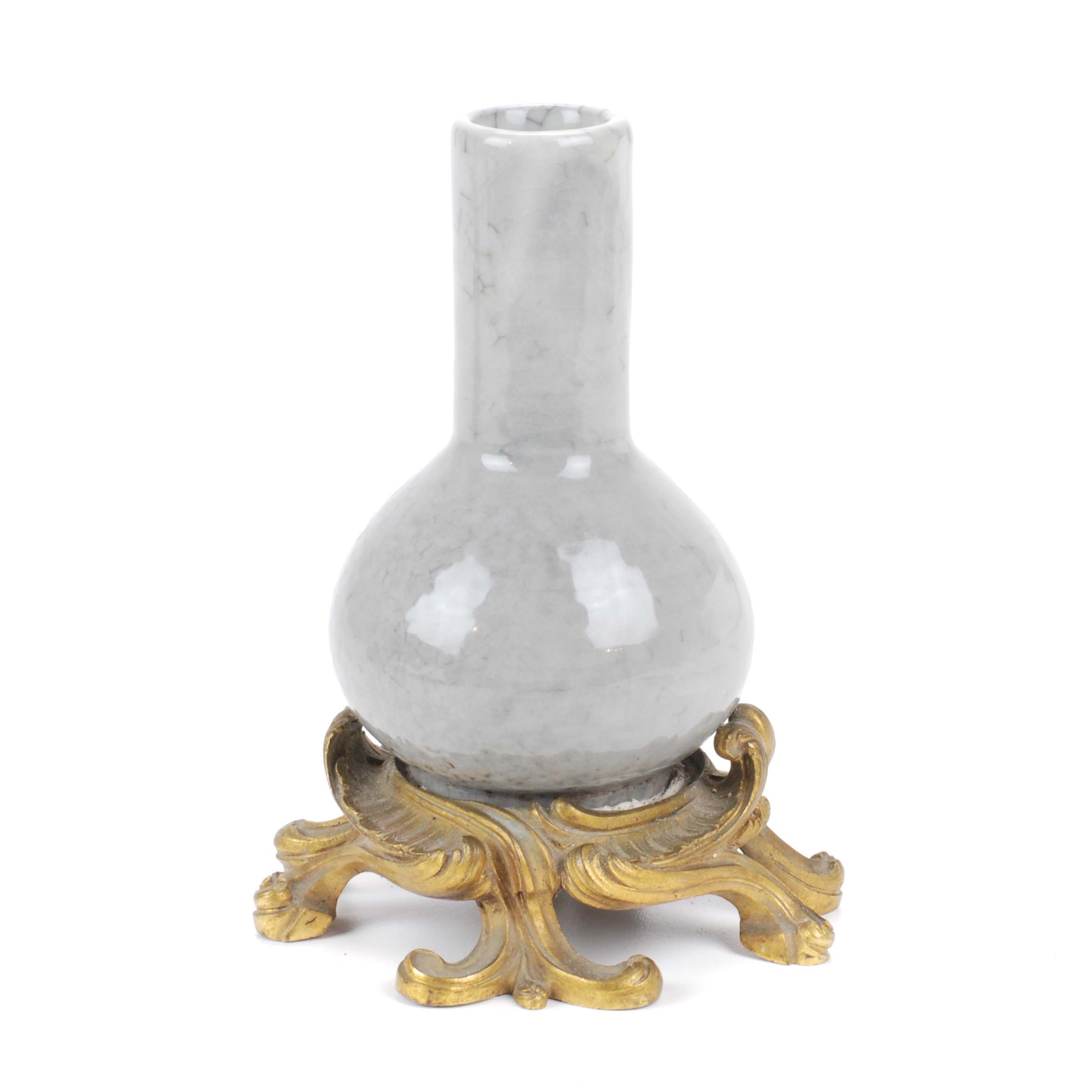 JARRÓN CHINO EN PORCELANA CELADÓN CRAQUELADA, SIGLO XX