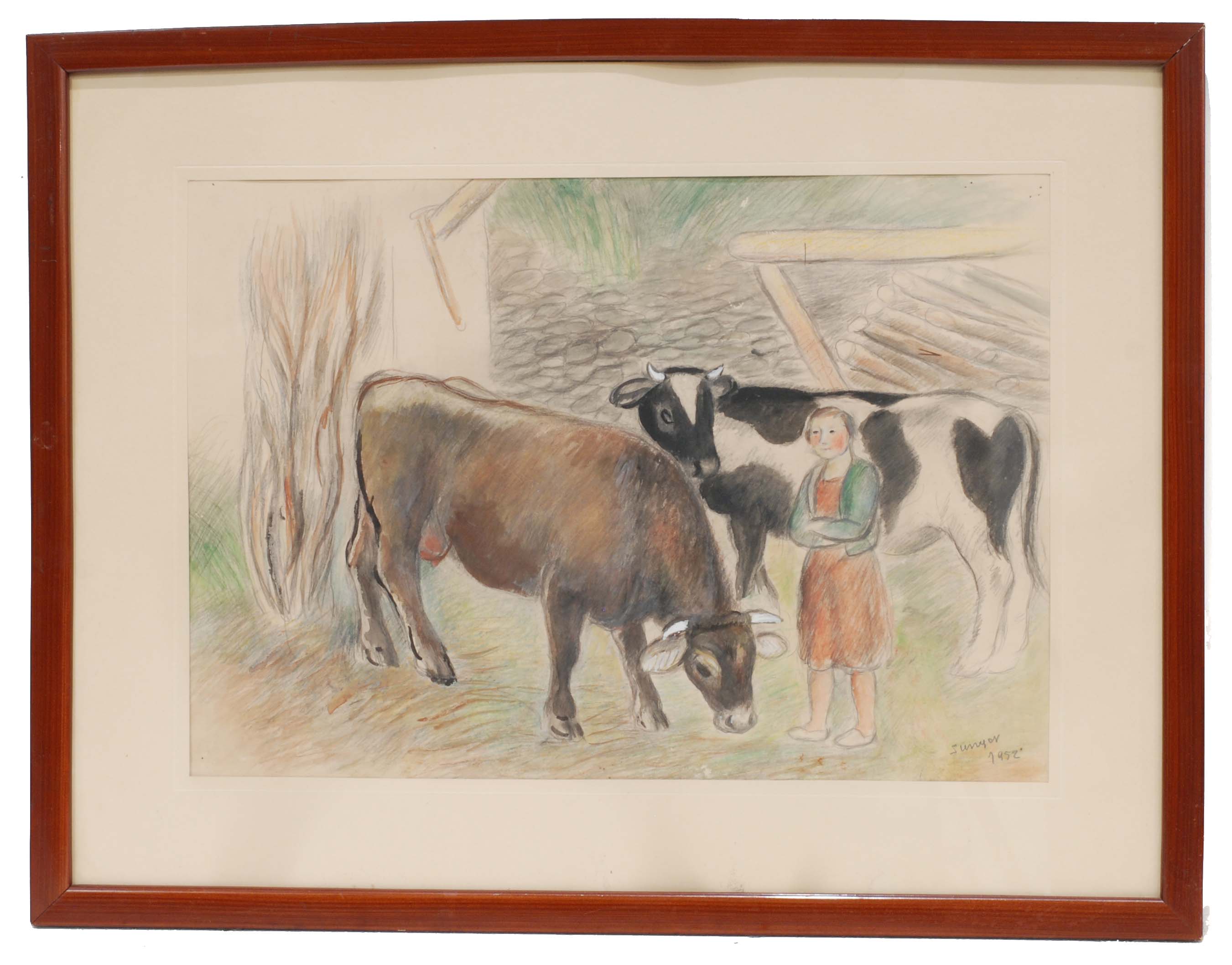 JOAQUIM SUNYER MIRÓ (1874-1956). "Vacas".