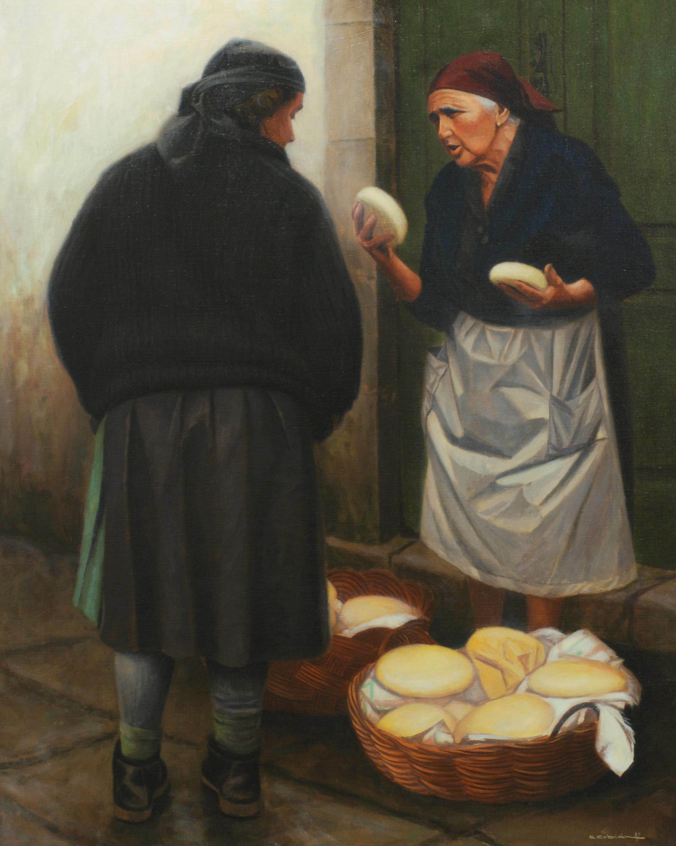 CARLOS COBIAN GIL-DELGADO (1952). "OLD WOMEN SELLING BREAD"