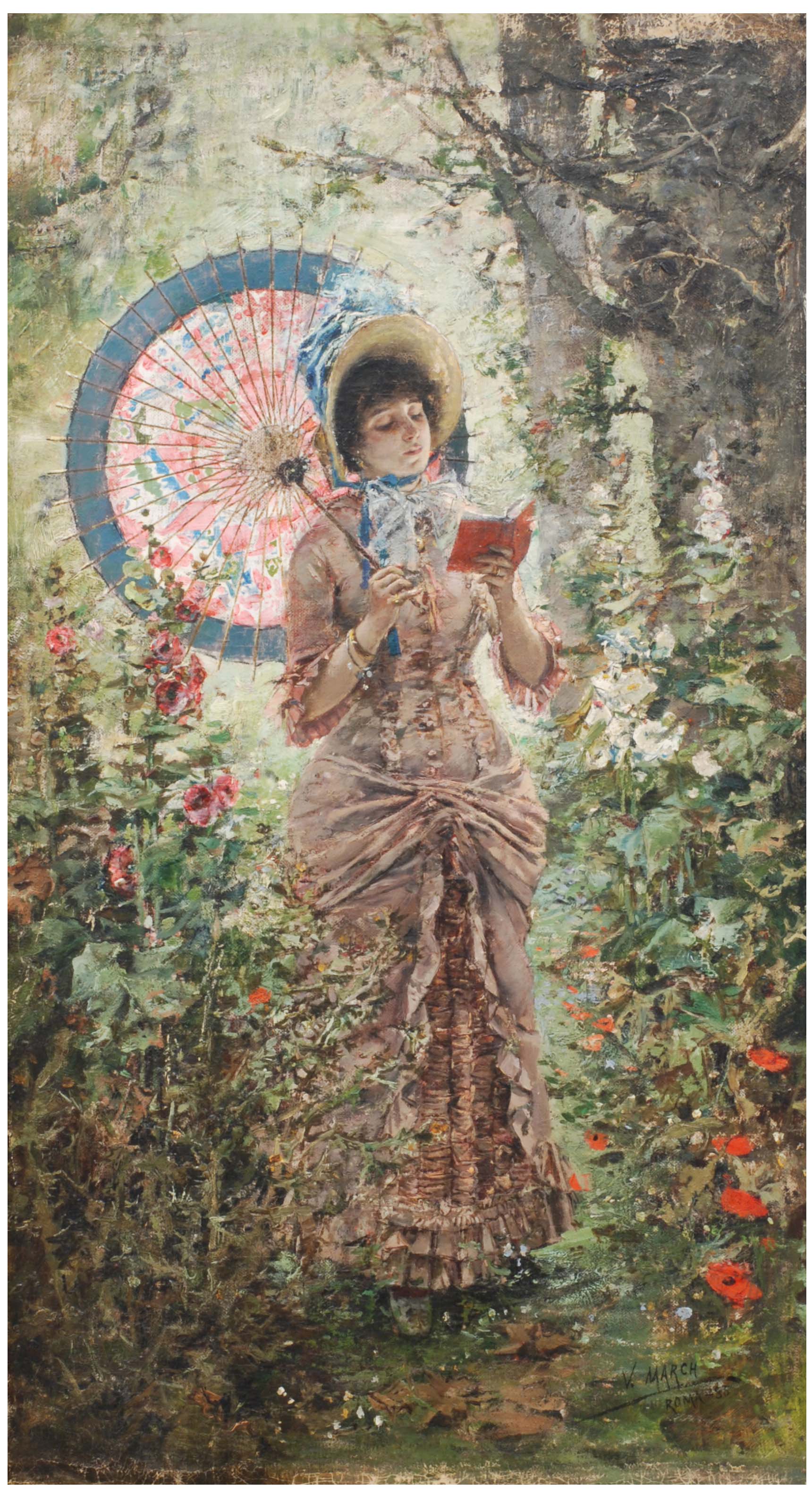VICENTE MARCH Y MARCO (1859-1927). "YOUNG WOMAN WITH UMBREL