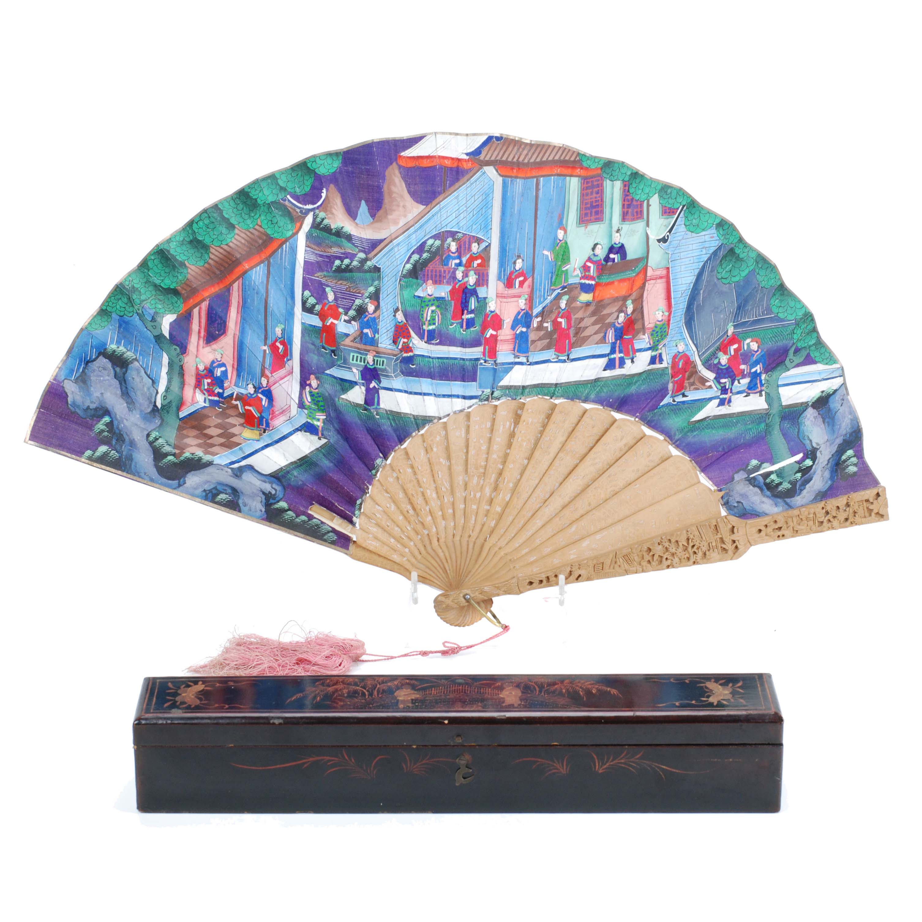 19TH CENTURY CHINESE SCHOOL ABANICO DE LAS MIL CARASDE CANT