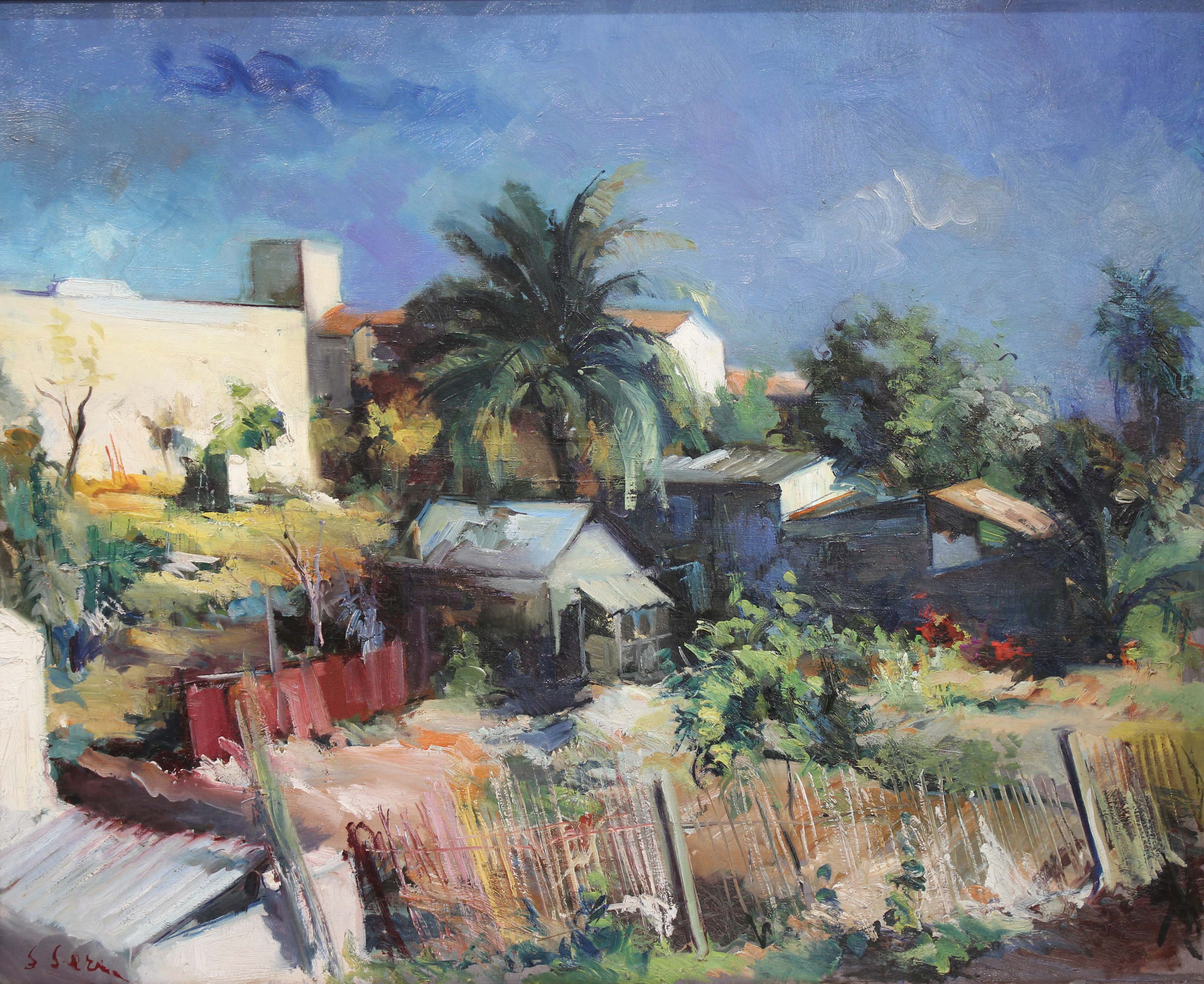 JOAN SERRA MELGOSA (1899-1970). "PATIO WITH PALM TREE".