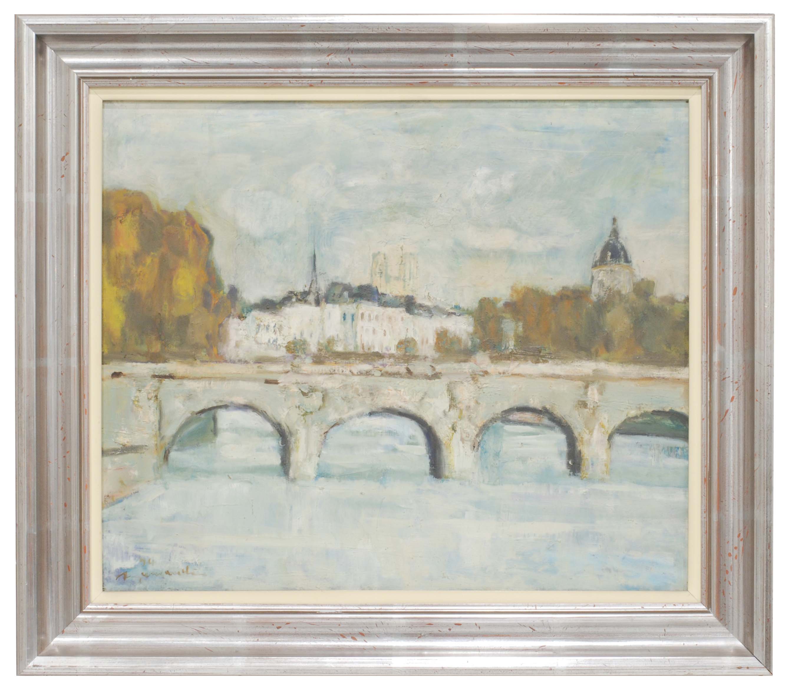 FRENCH SCHOOL C20th  "PARIS BRIDGE" 1974.