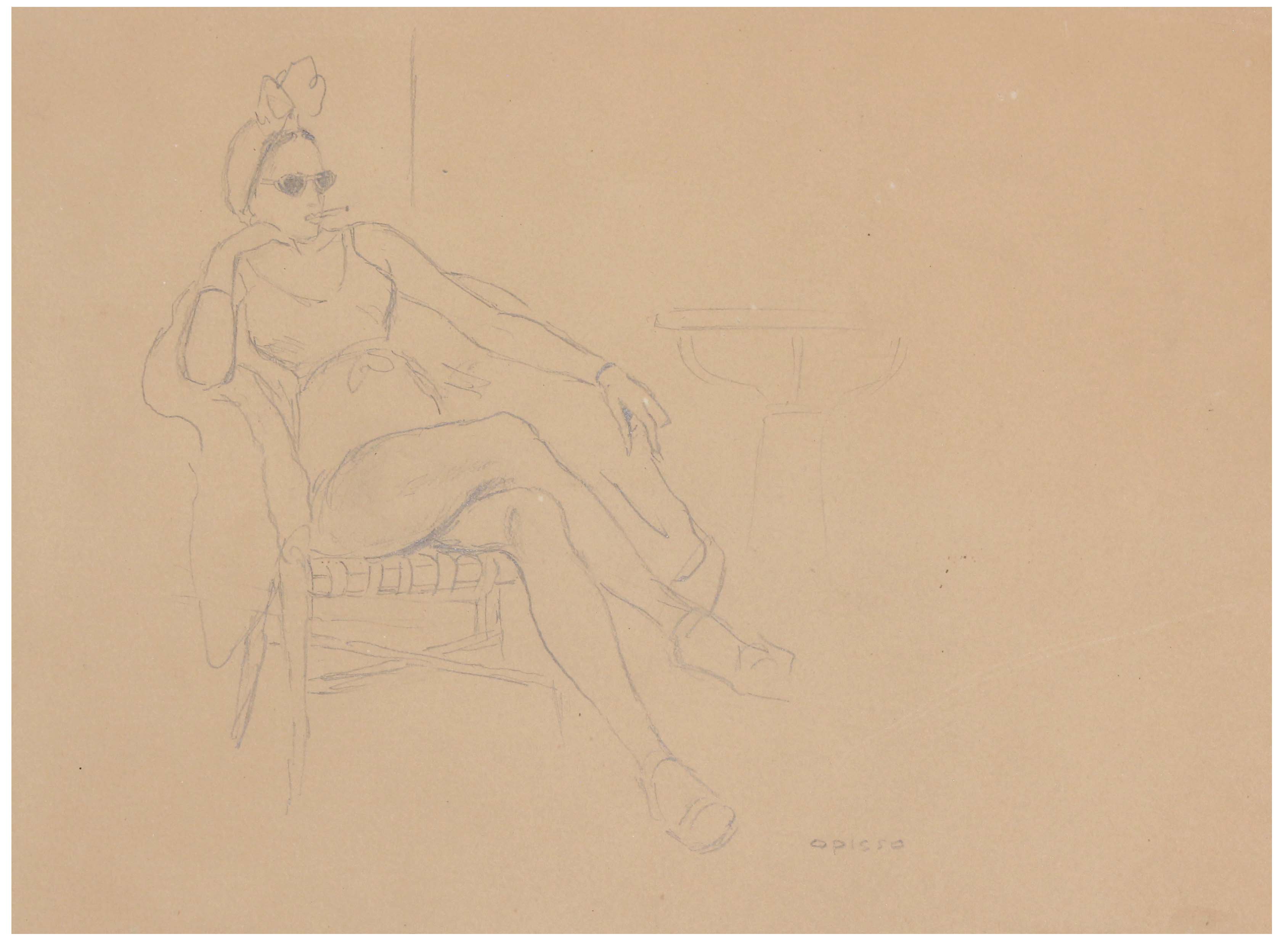 RICARD OPISSO (1880-1966). "SEATED WOMAN SMOKING"