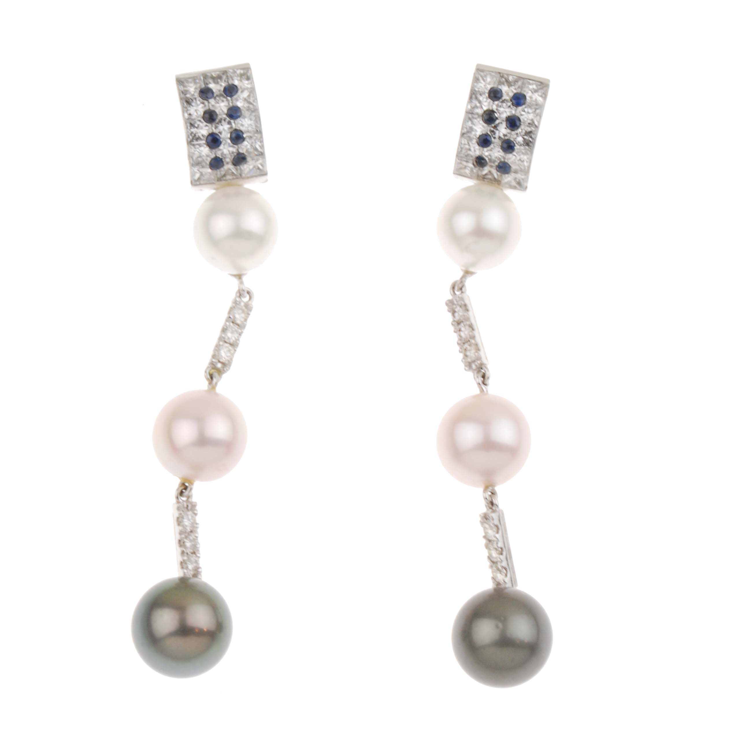 DIAMOND AND PEARL DROP EARRINGS