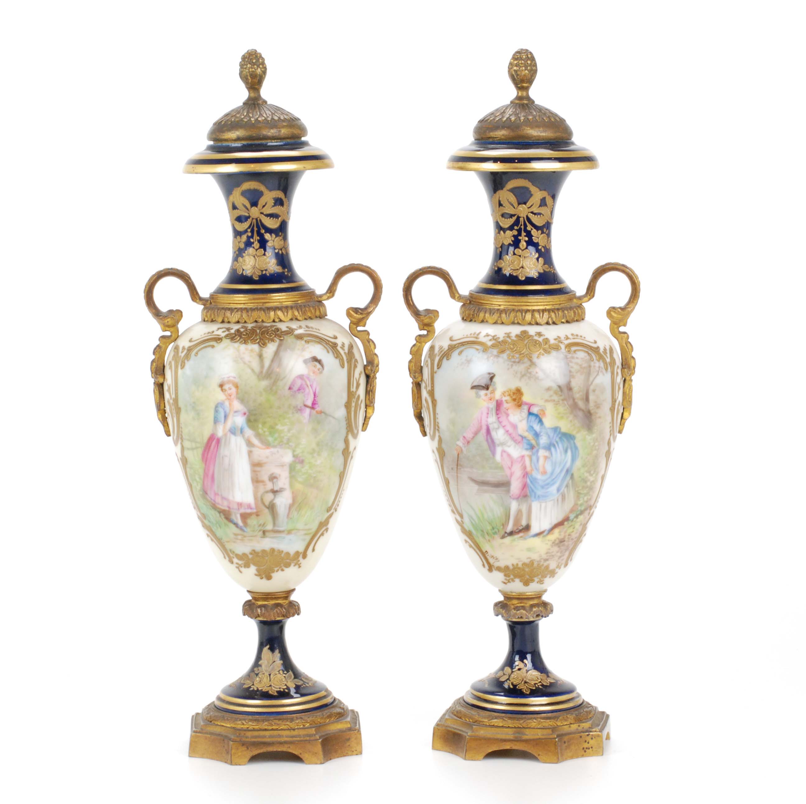 PAIR OF SEVRES STYLE VASES, EARLY C20th