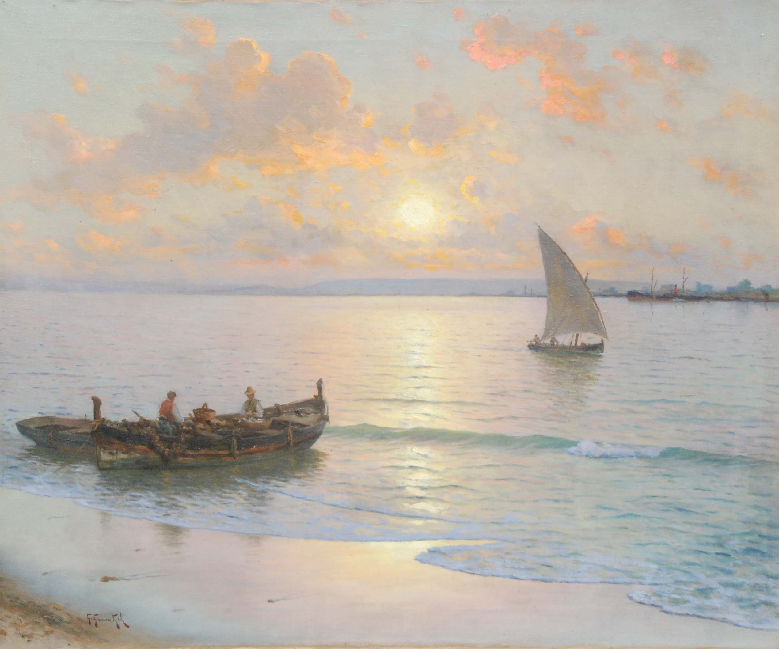 GUILLERMO GÓMEZ GIL (1862-1942). "ATARDECER EN EL MAR".