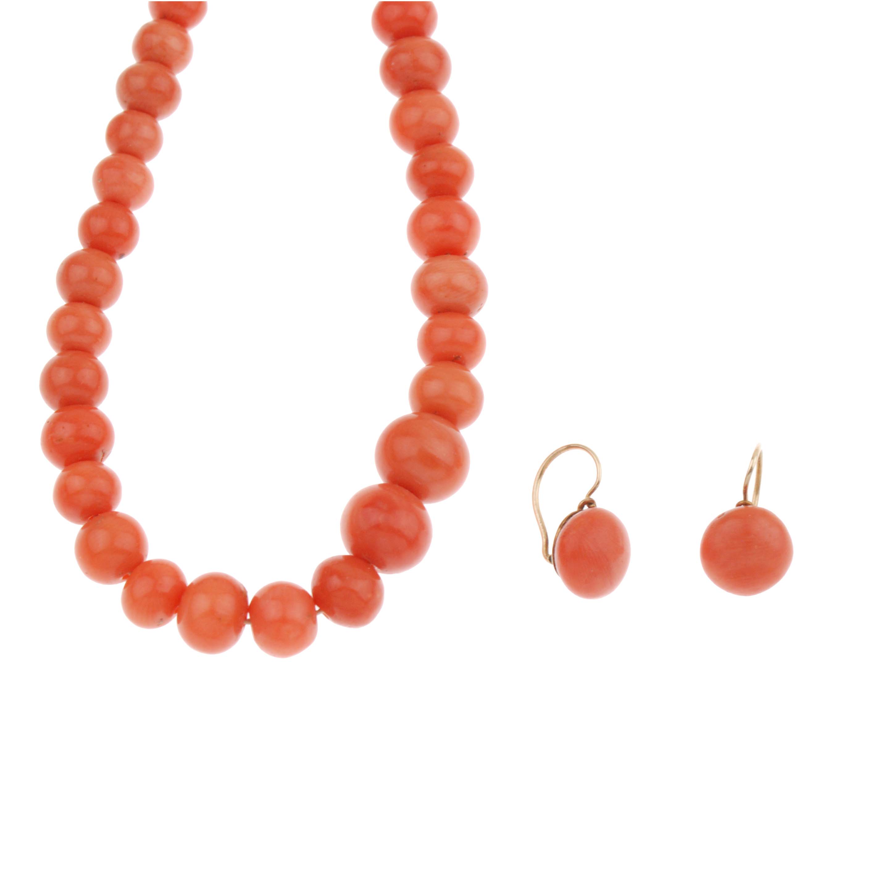 CORAL NECKLACE AND EARRINGS