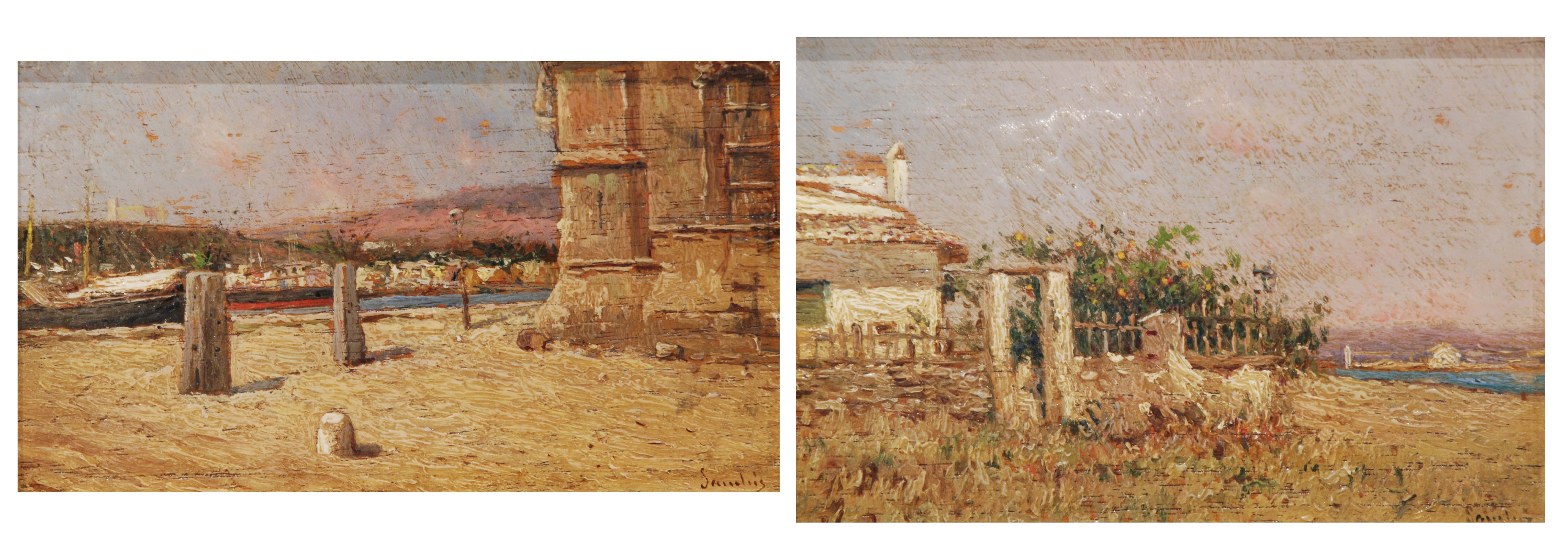 SPANISH SCHOOL C19th  "PAIR OF LANDSCAPES"