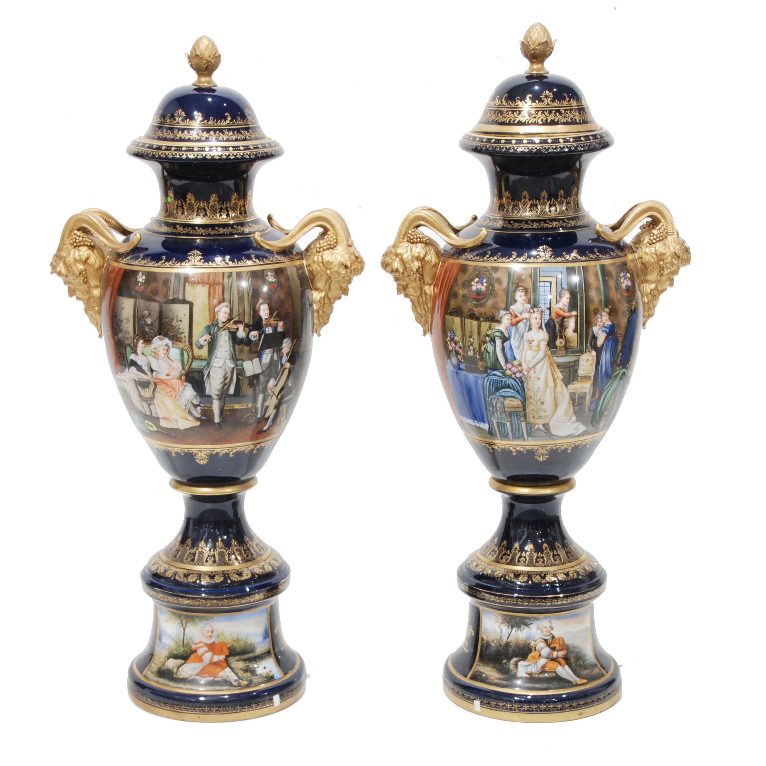 PAIR OF LARGE FRENCH SÈVRES STYLE VASES, SECOND HALF C20th