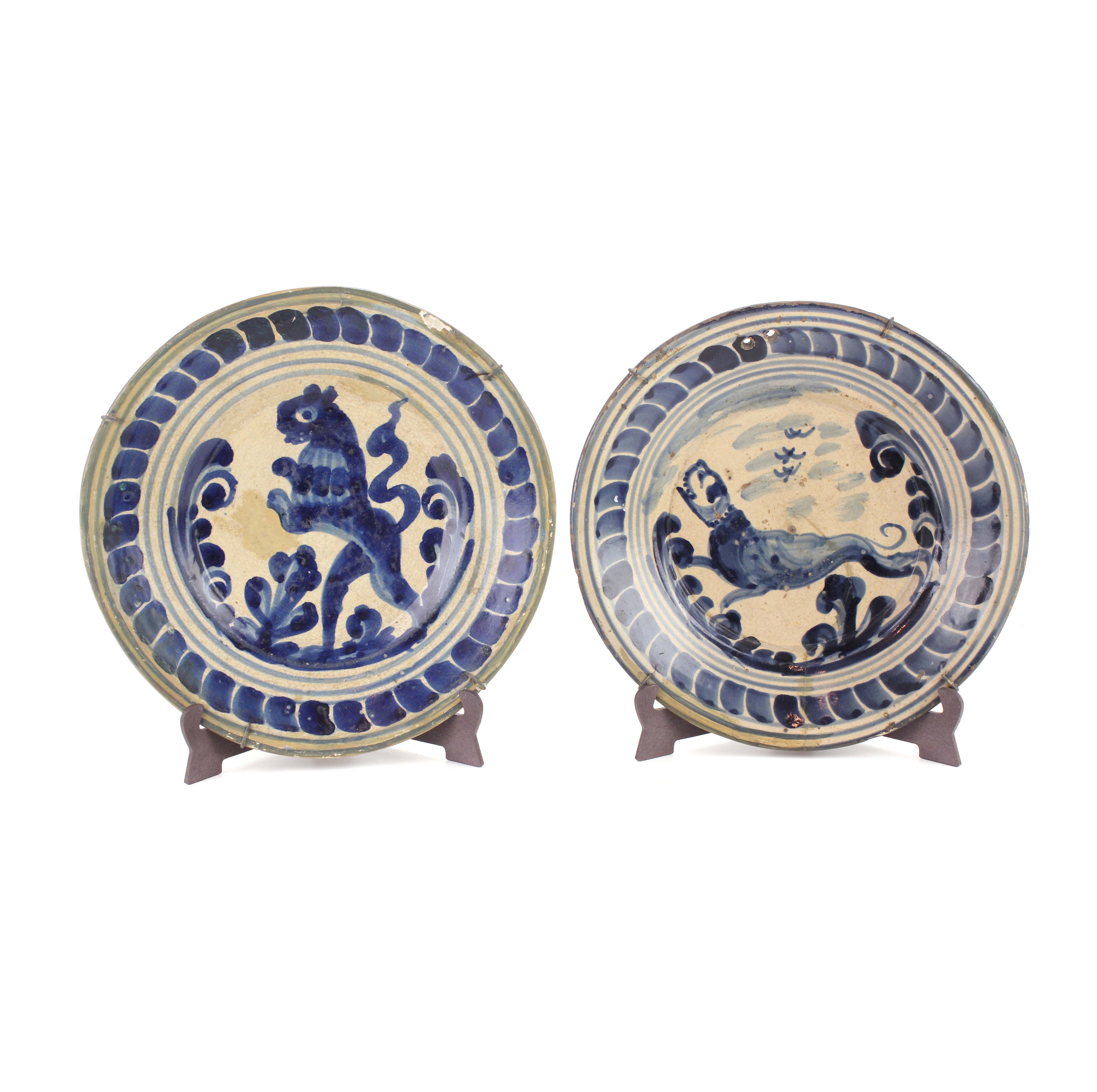 TWO "LA DITADA " CATALAN PLATES, MID C18th.