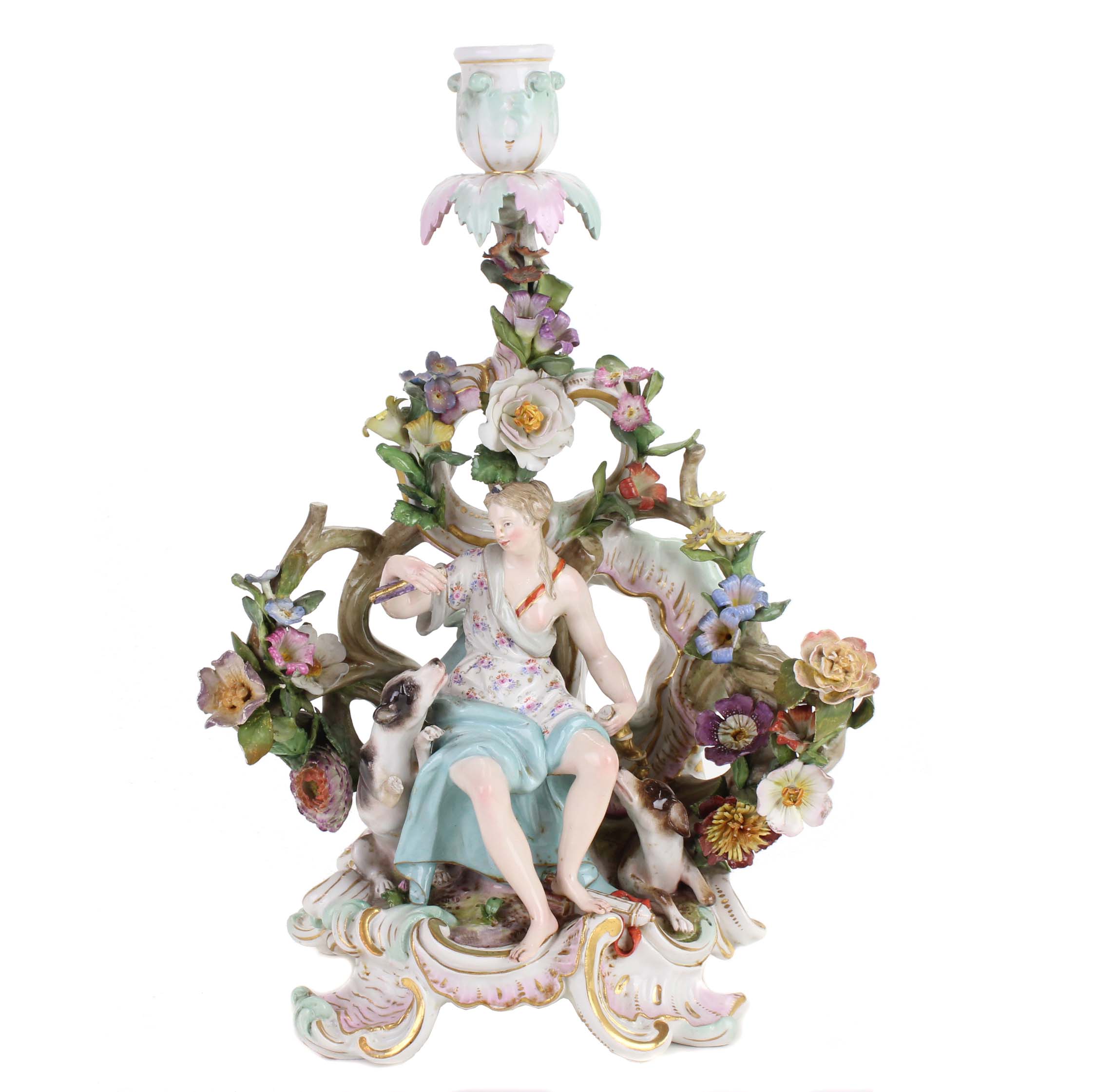 MEISSEN. "DIANA" CANDLESTICK, END C19th