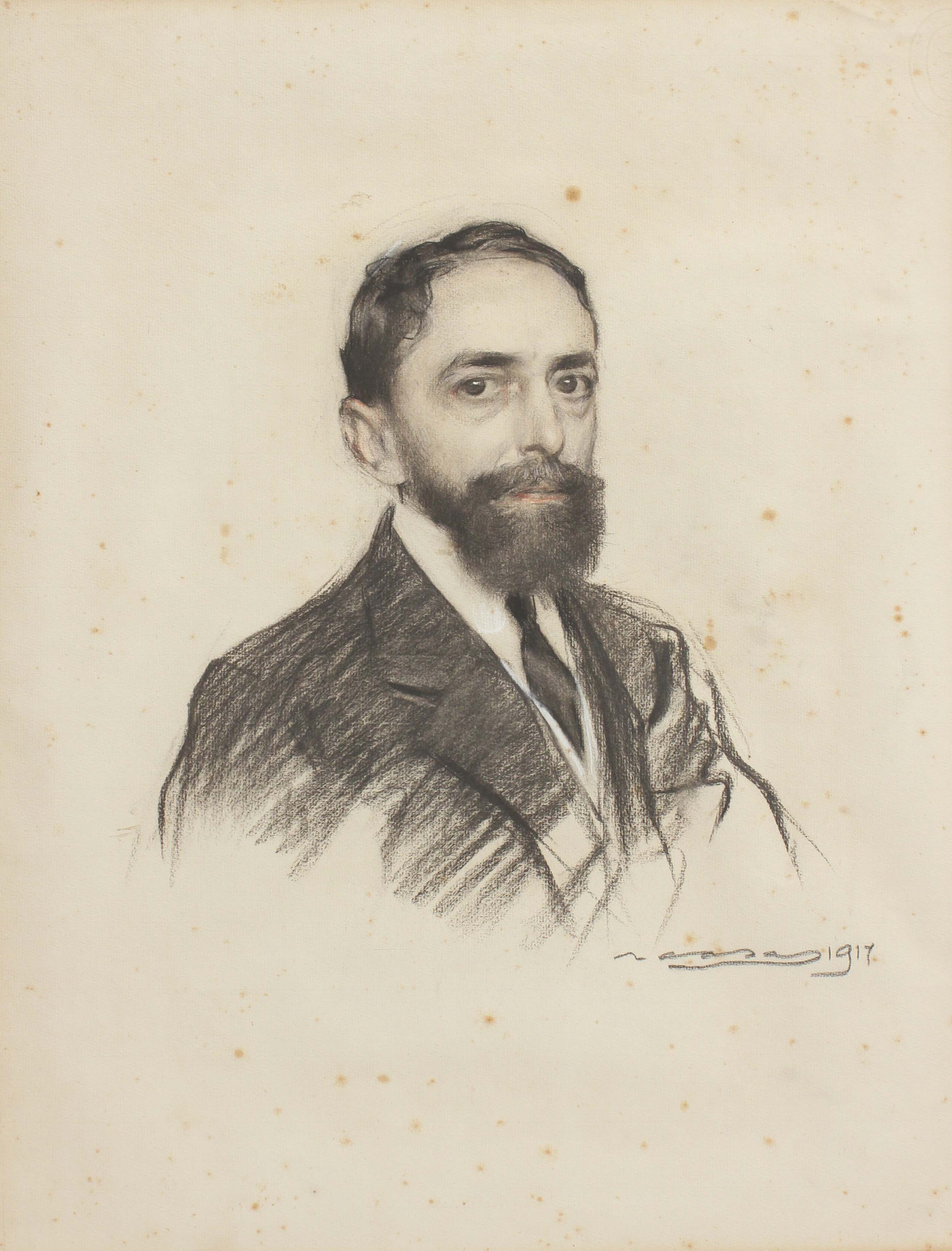 RAMÓN CASAS Y CARBO (1866-1932). "RETRATO SEÑOR", 1917.