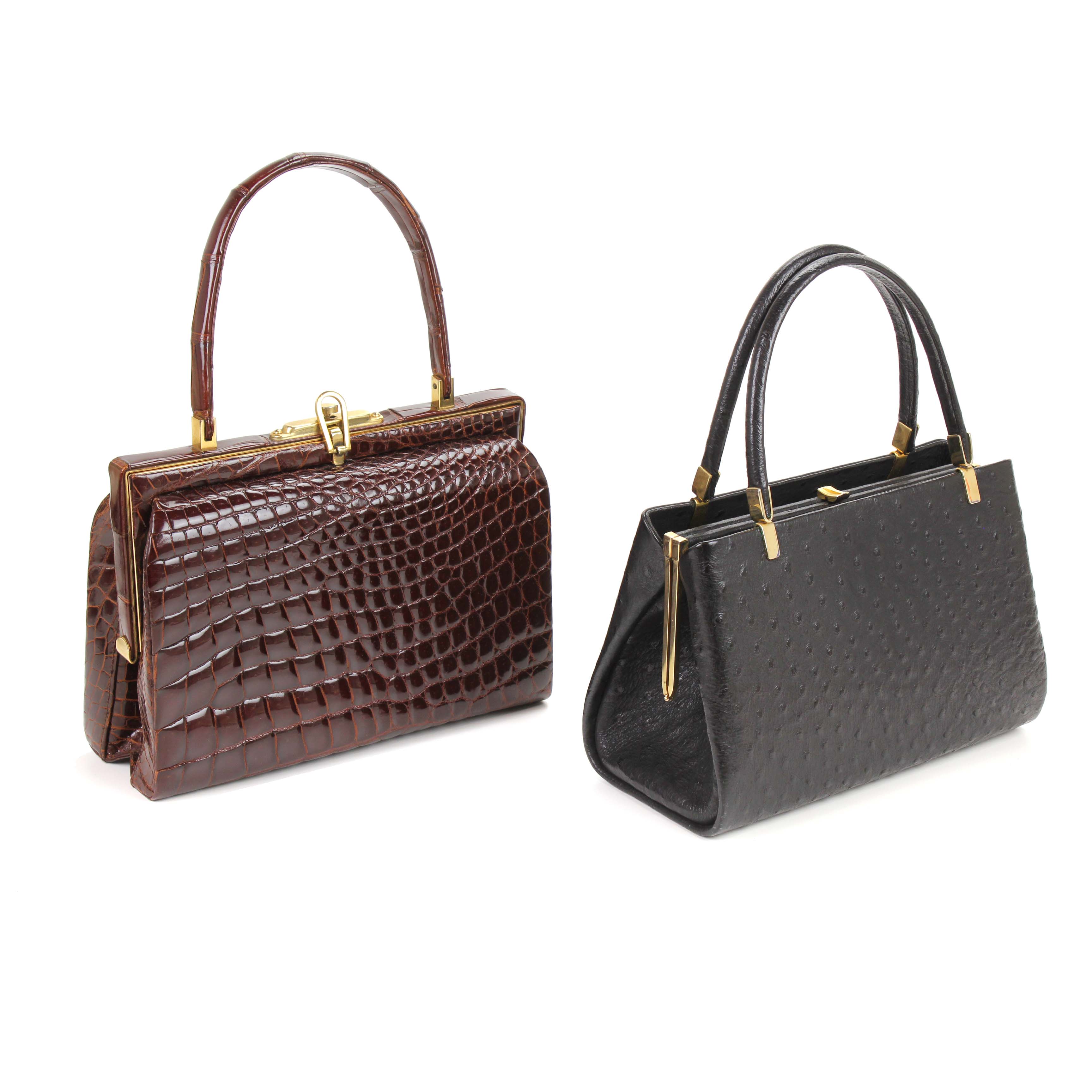 TWO HANDBAGS, CIRCA 1950.