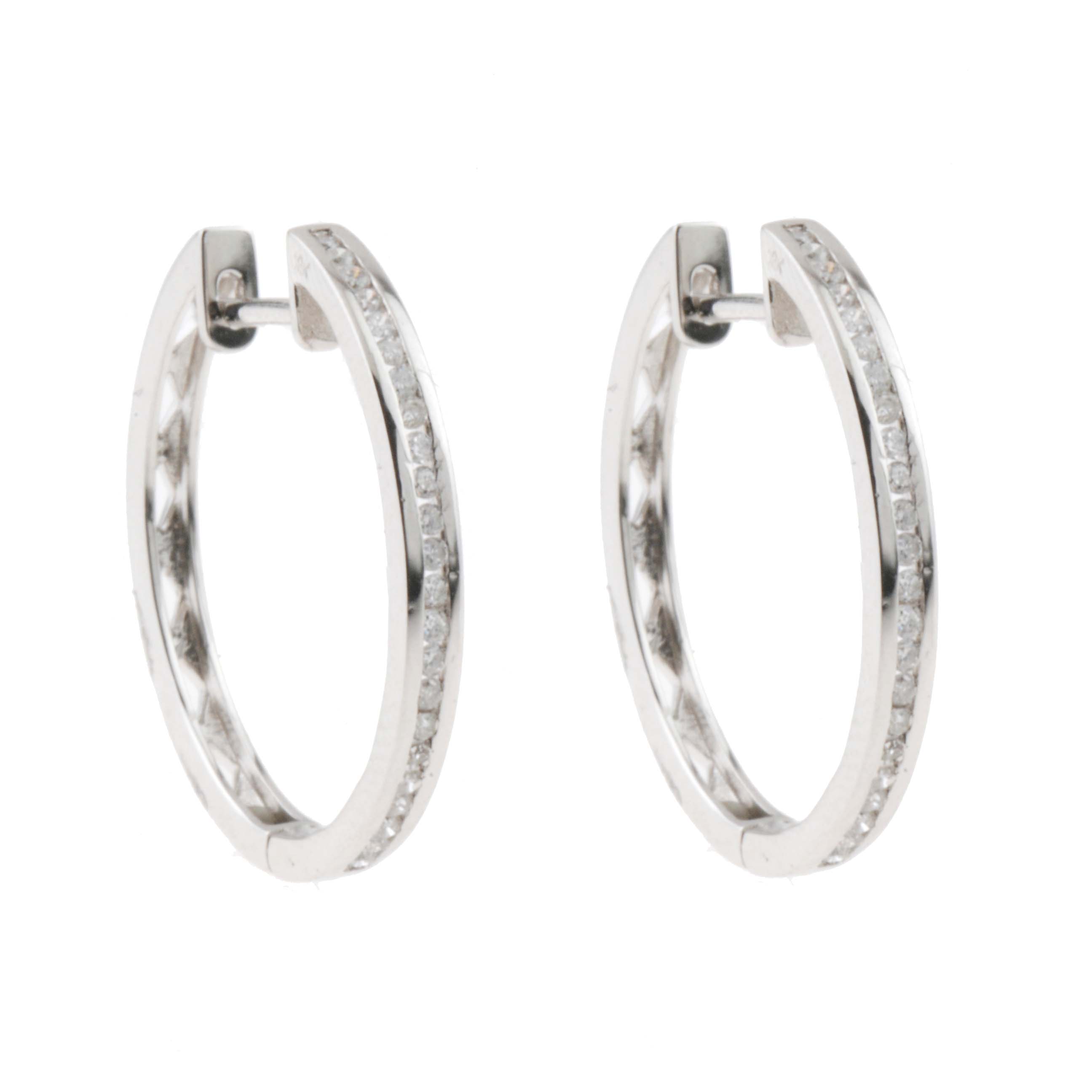 DIAMOND HOOP EARRINGS.