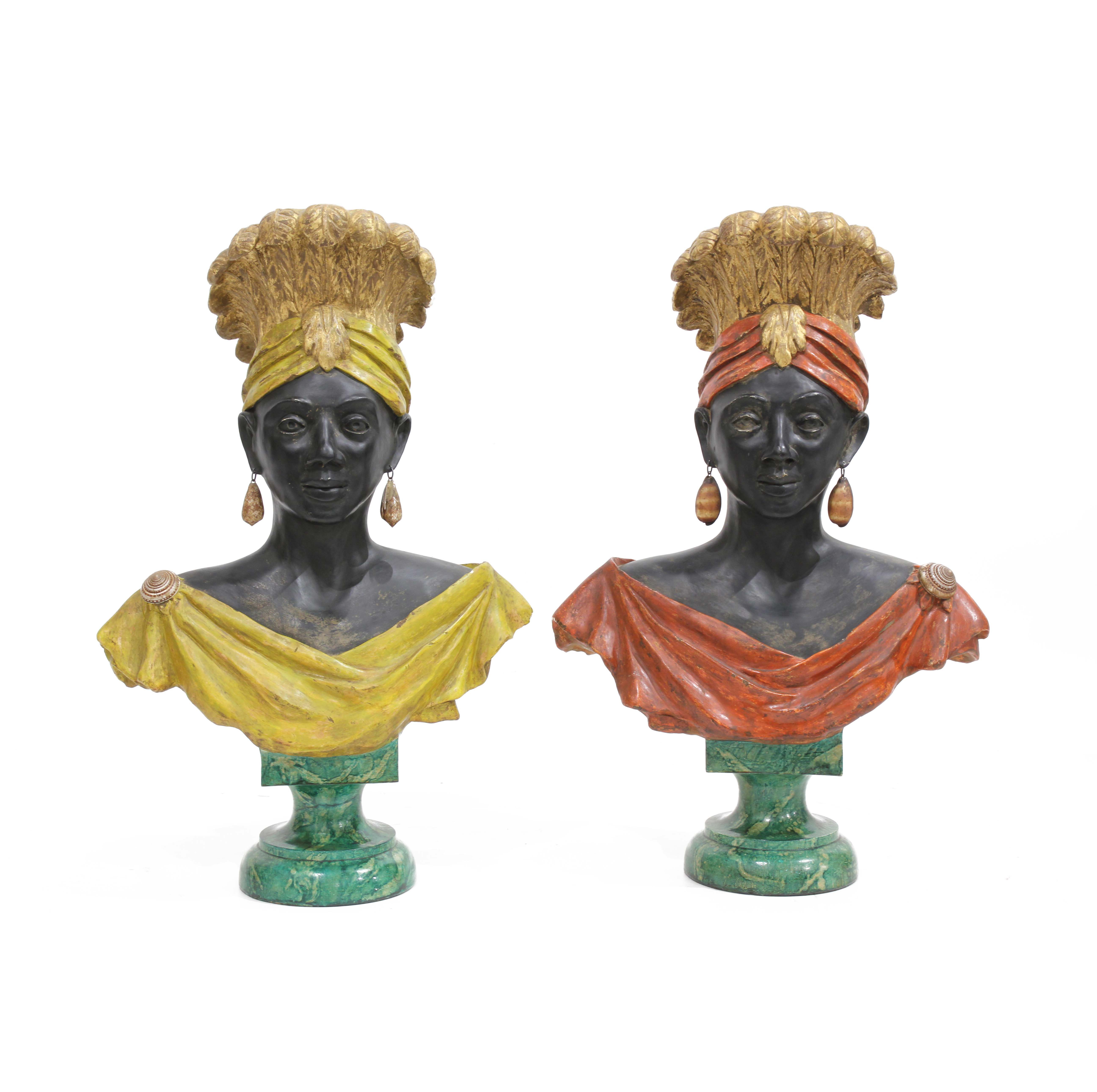 PAIR OF BLACKAMOOR BUSTS, FIRST HALF C20th.