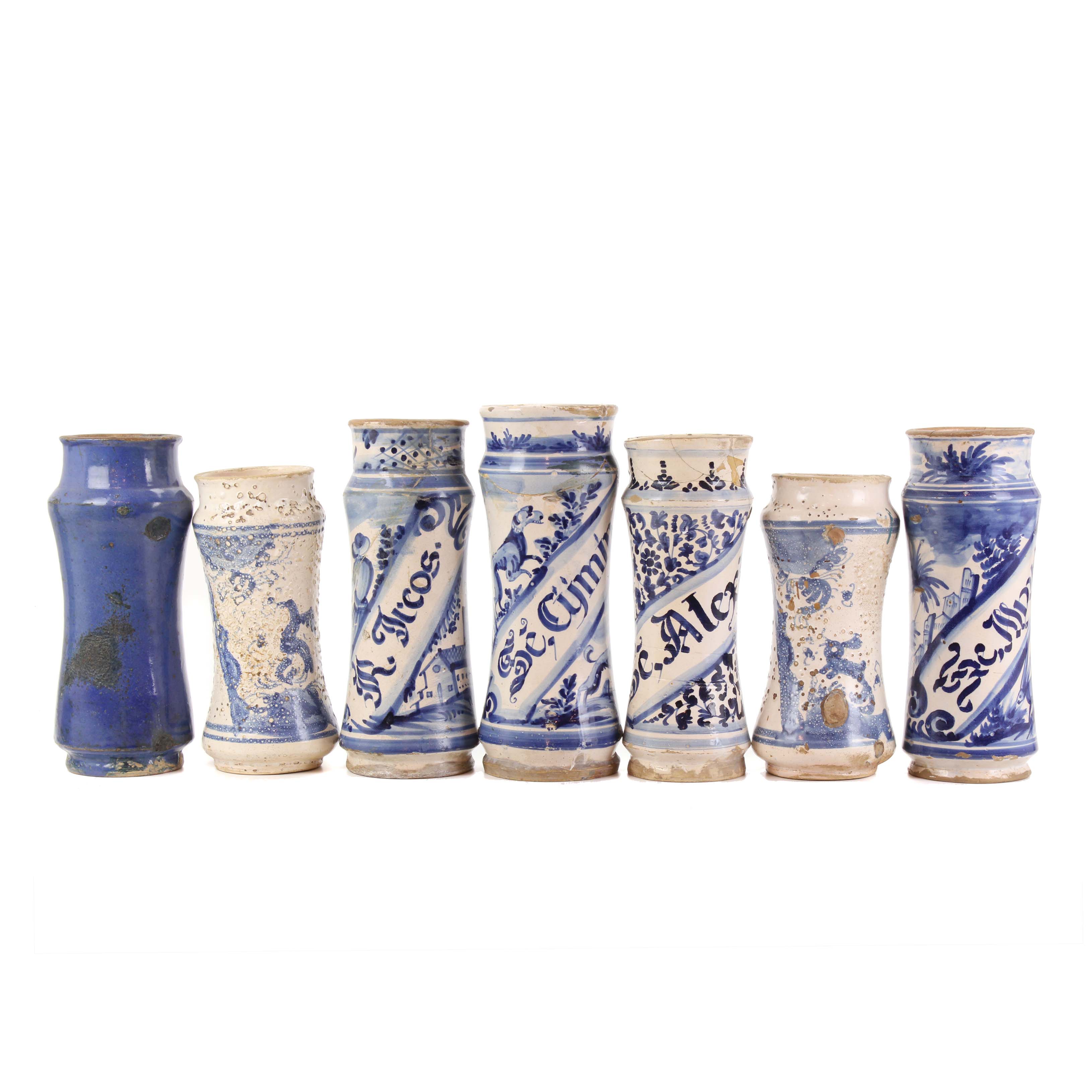 LOT OF SEVEN CATALAN AND ARAGONESE APOTHECARY JARS.