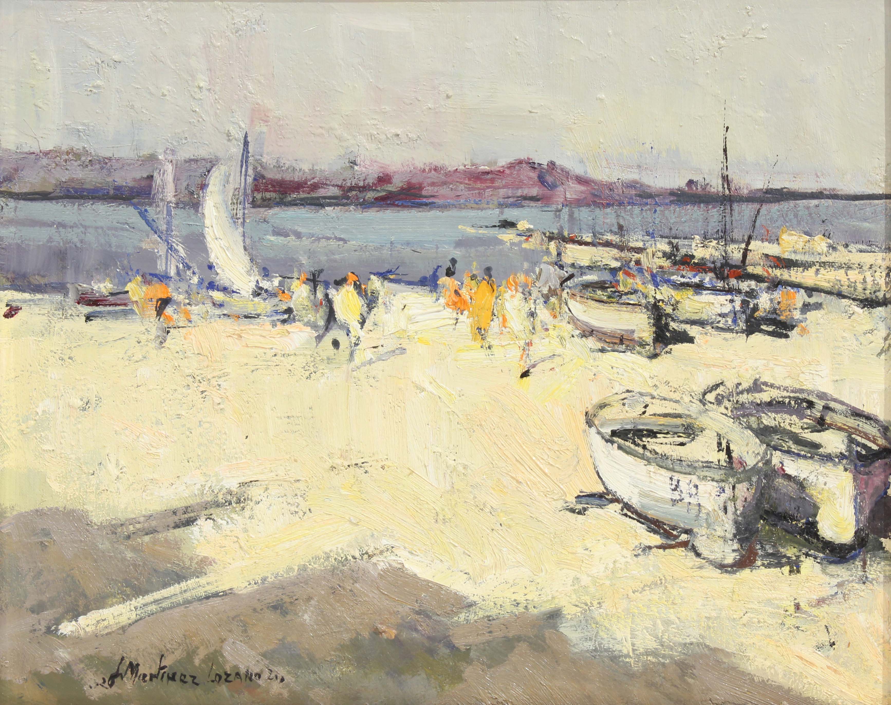 JOSEP MARTINEZ LOZANO (1923-2006). "BARCAS EN LA PLAYA".