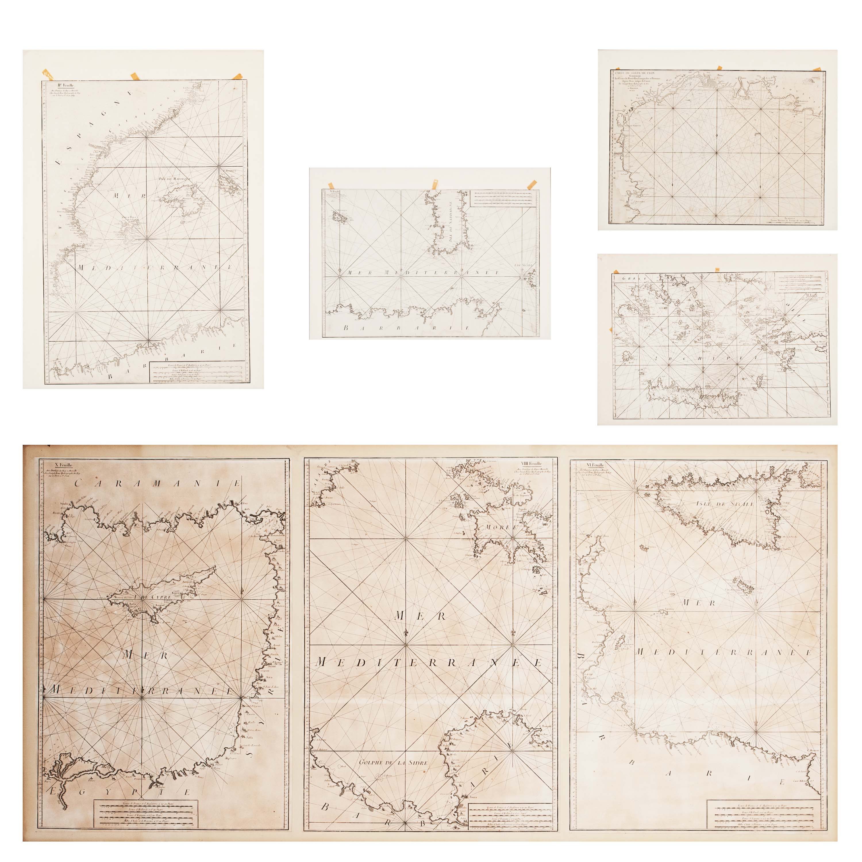 JOSEPH ROUX (1725-1793).  "CARTAS NÁUTICAS DEL MAR MEDITERR