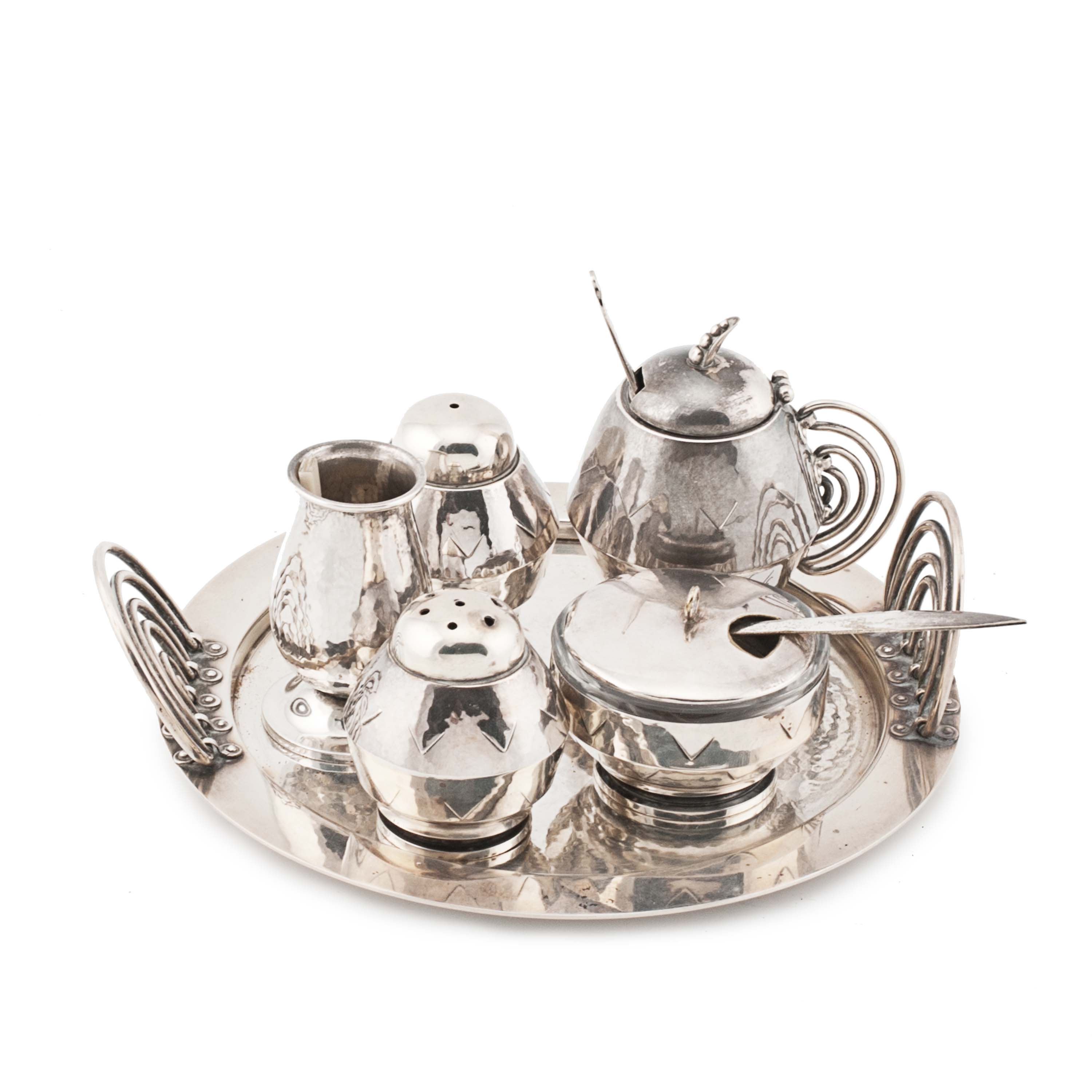 SPANISH SILVER CRUET, CIRCA 1970.