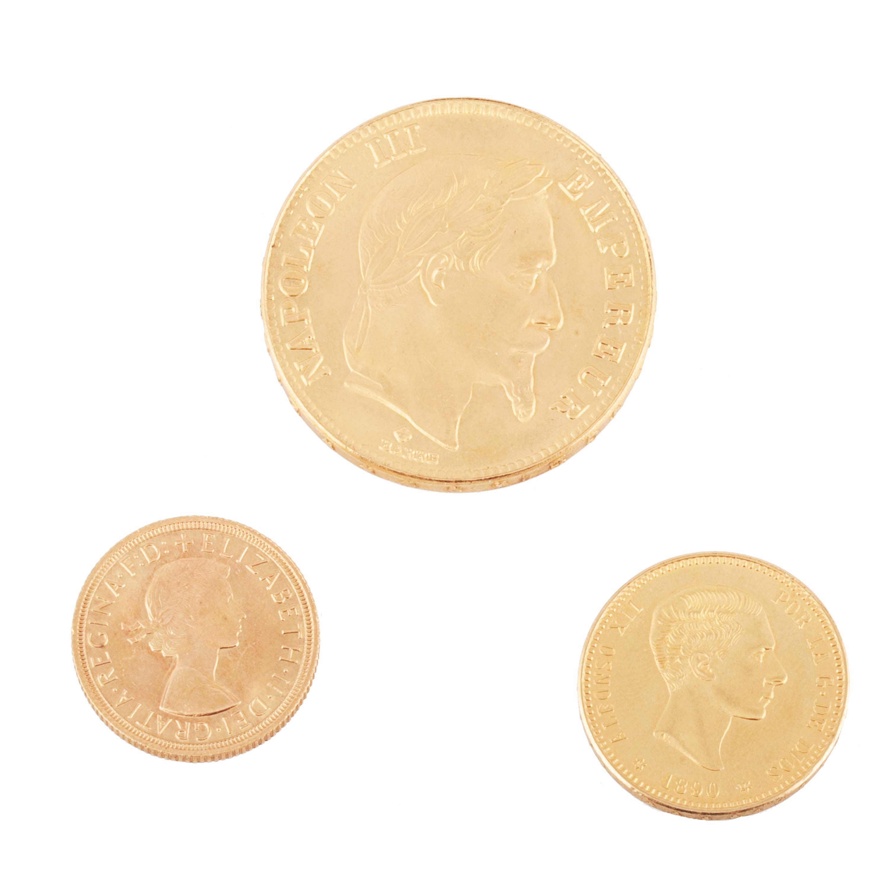 THREE GOLD COINS.