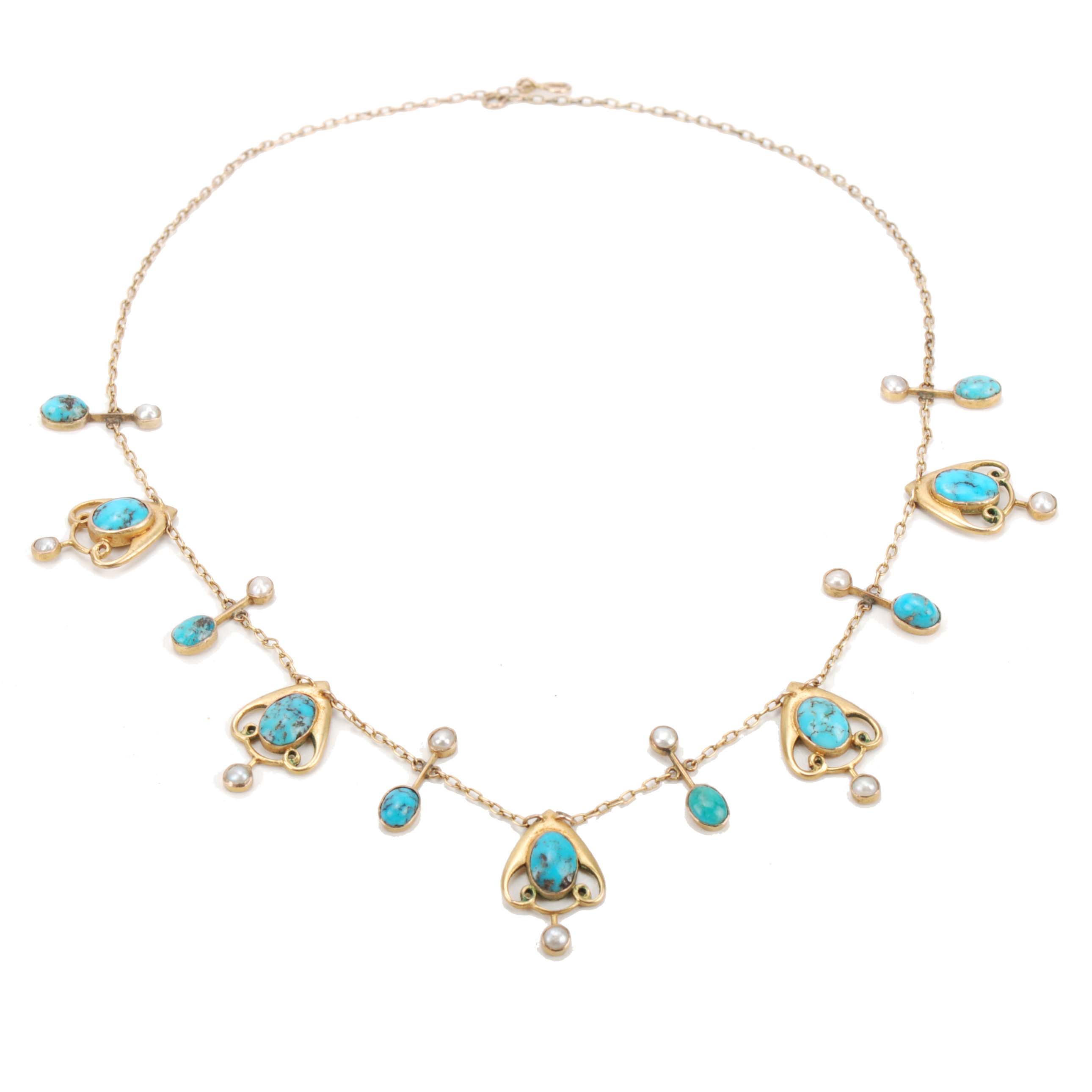 GOLD AND TURQUOISES NECKLACE.