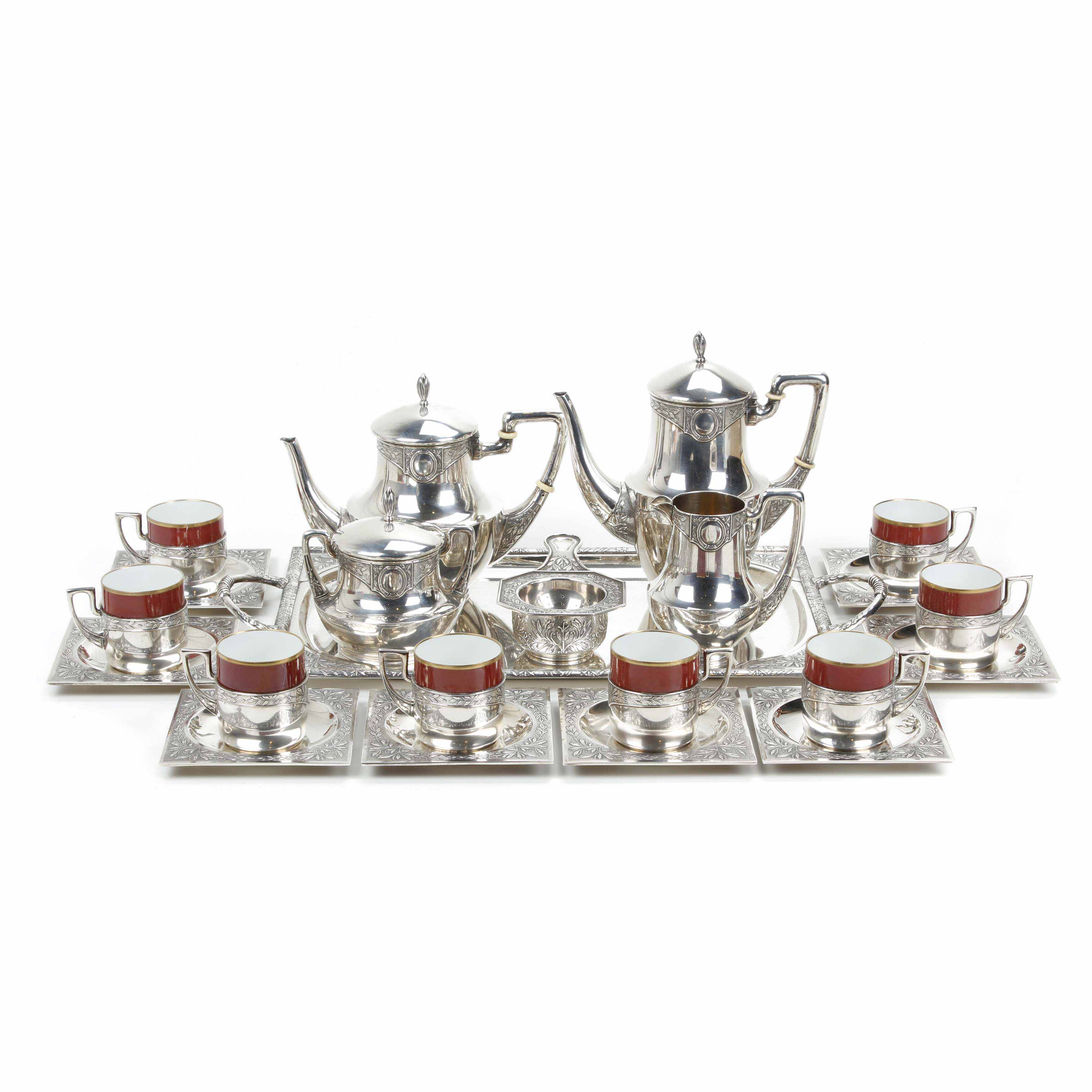 MASRIERA I CARRERAS. BARCELONA TEA AND COFFEE SET IN SILVER