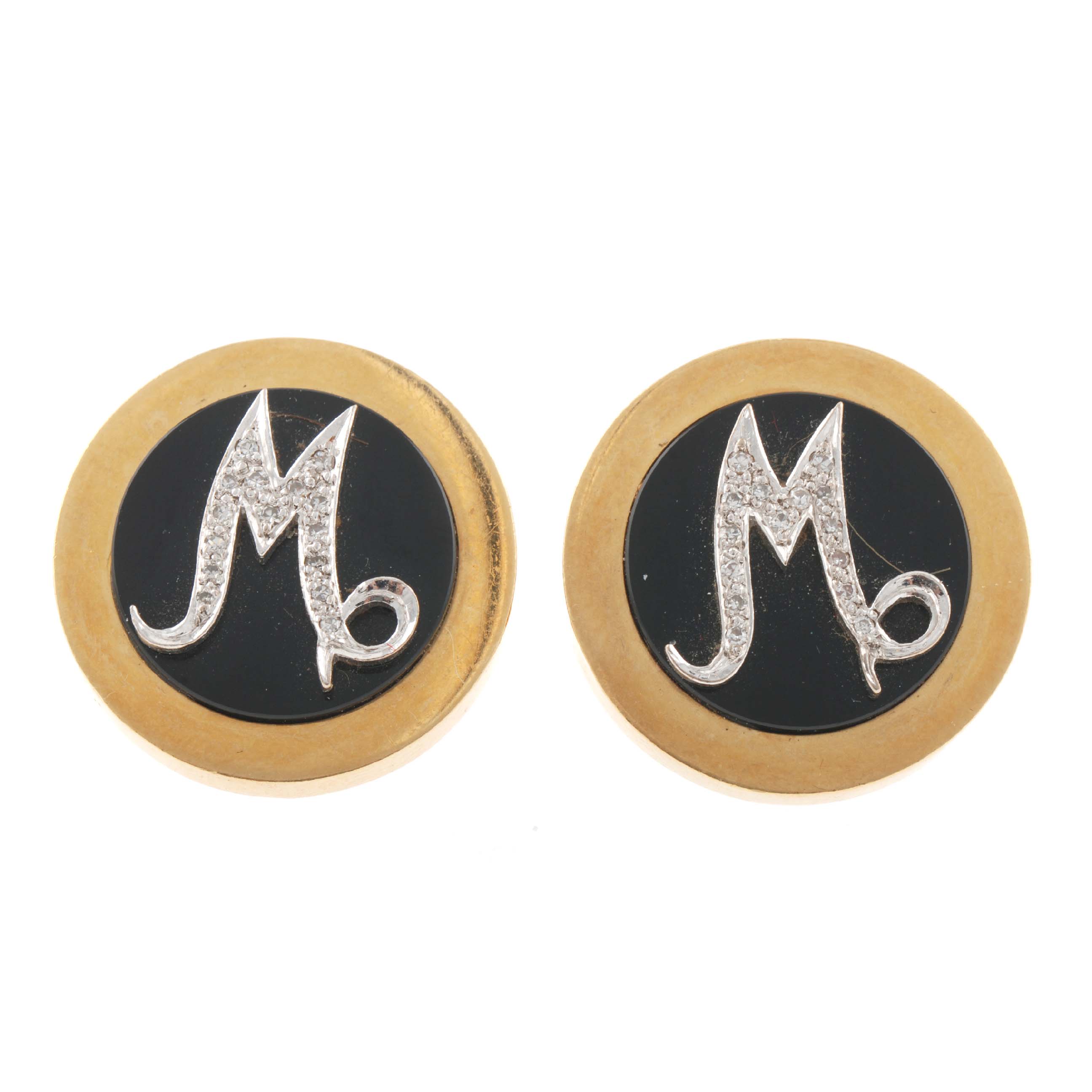 EARRINGS WITH INITIAL, EARLY 20TH CENTURY.