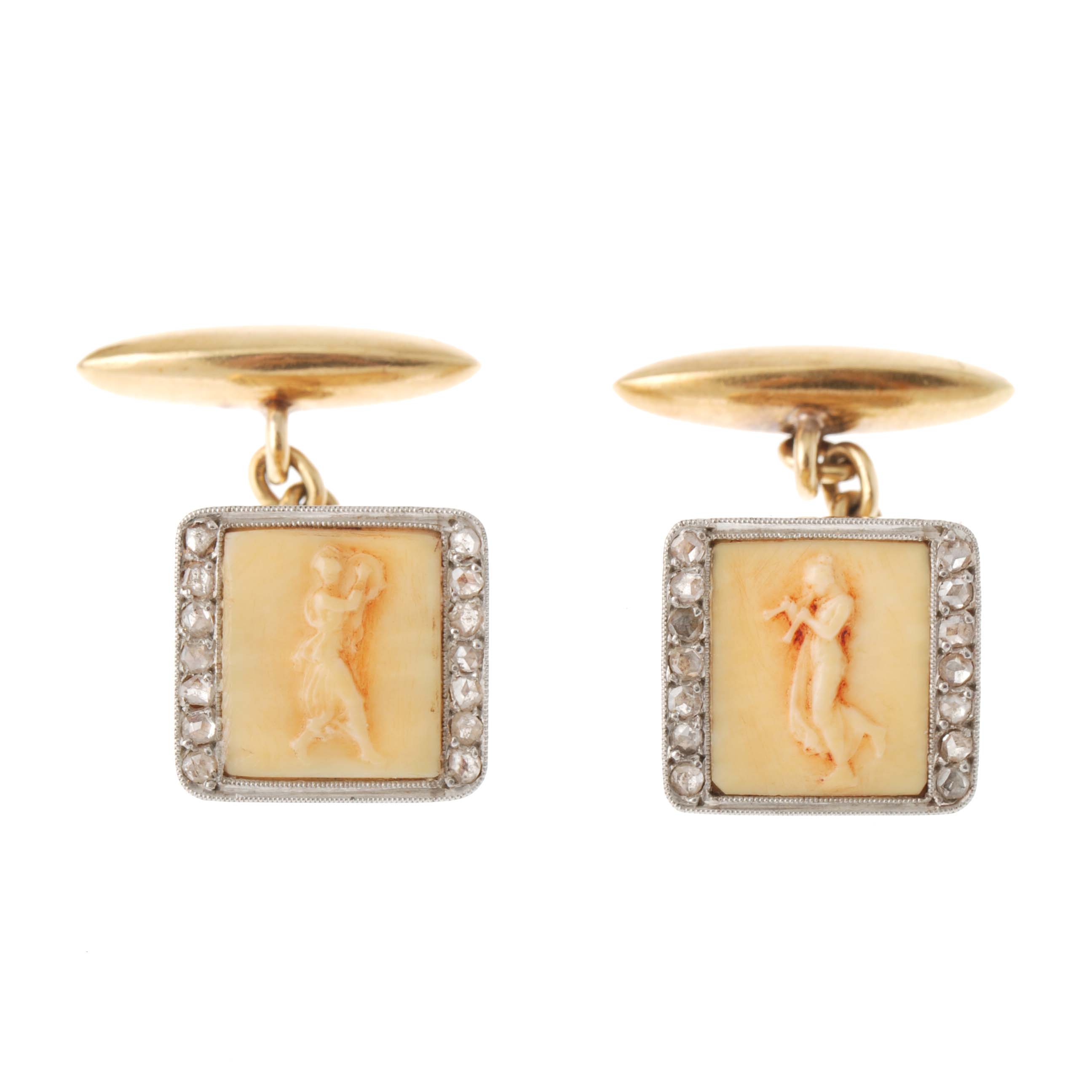 CARRERAS JOYEROS. CUFFLINKS WITH IVORINE CAMEO.