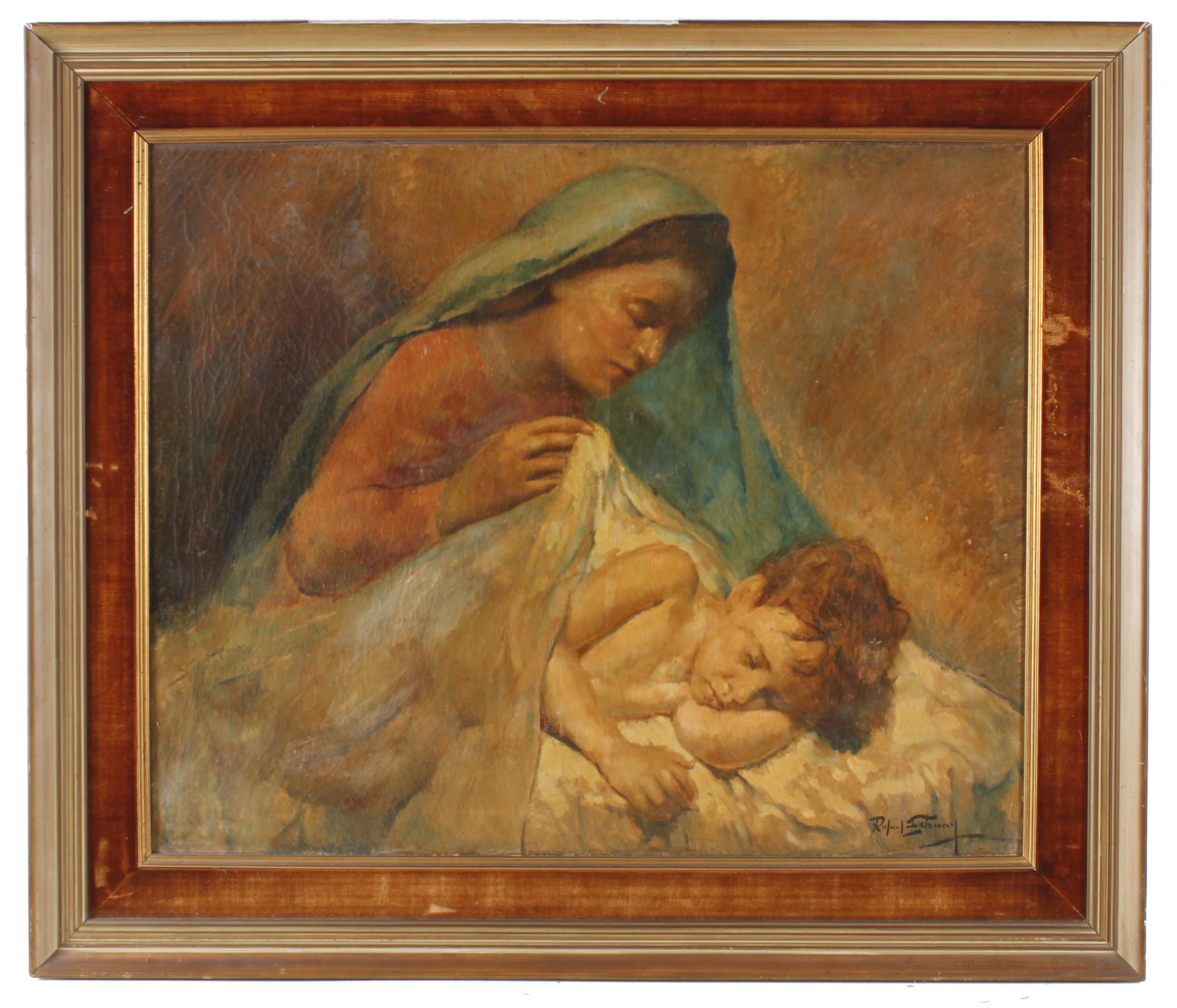 RAFAEL ESTRANY Y ROS (1884-1958). "LA VIRGEN CON EL NIÑO".