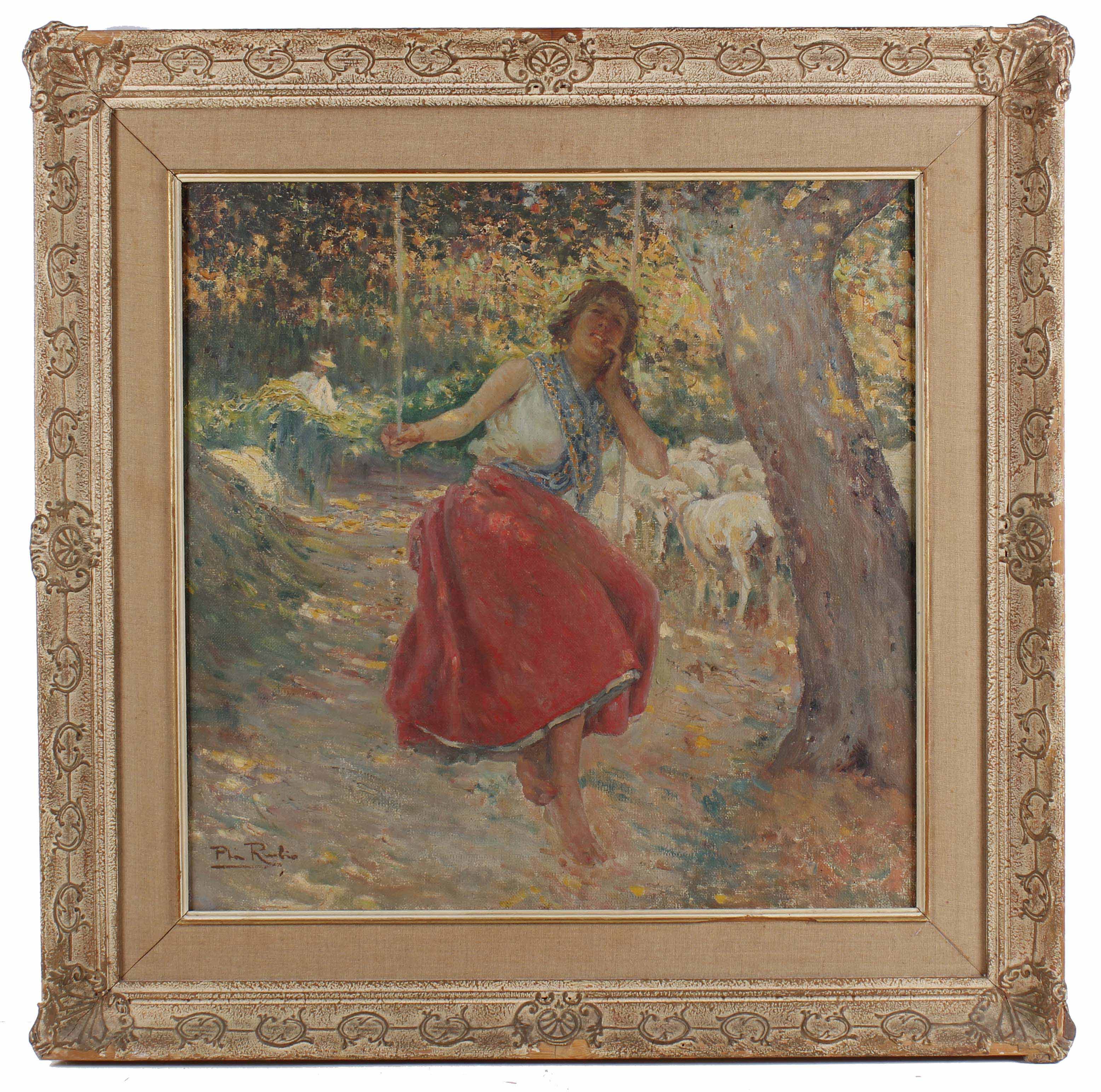 ALBERTO PLÁ RUBIO (1867-1937). "PASTORA EN UN COLUMPIO".