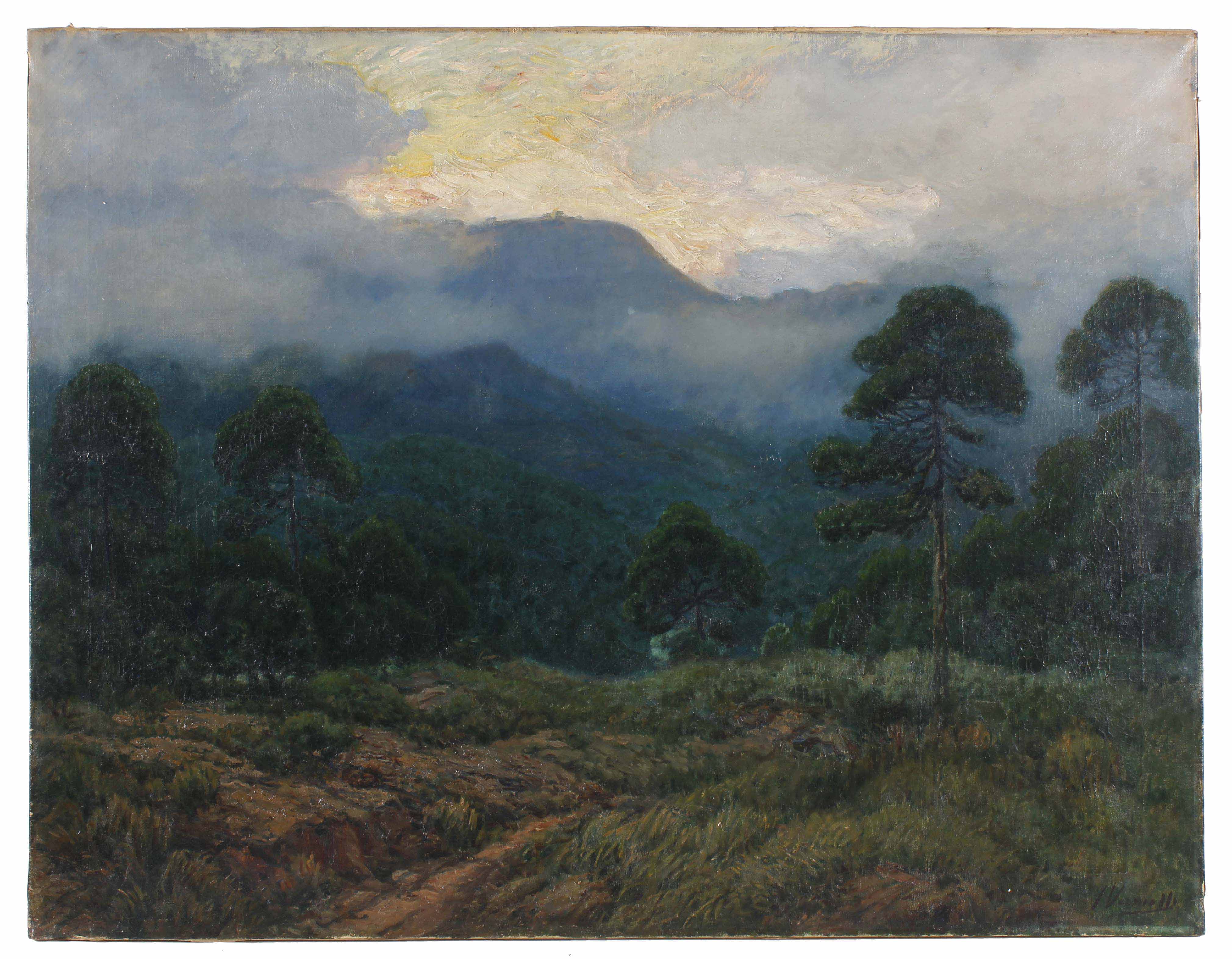 JOAQUIM VANCELLS (1865-1942). "PAISAJE CON NIEBLA".