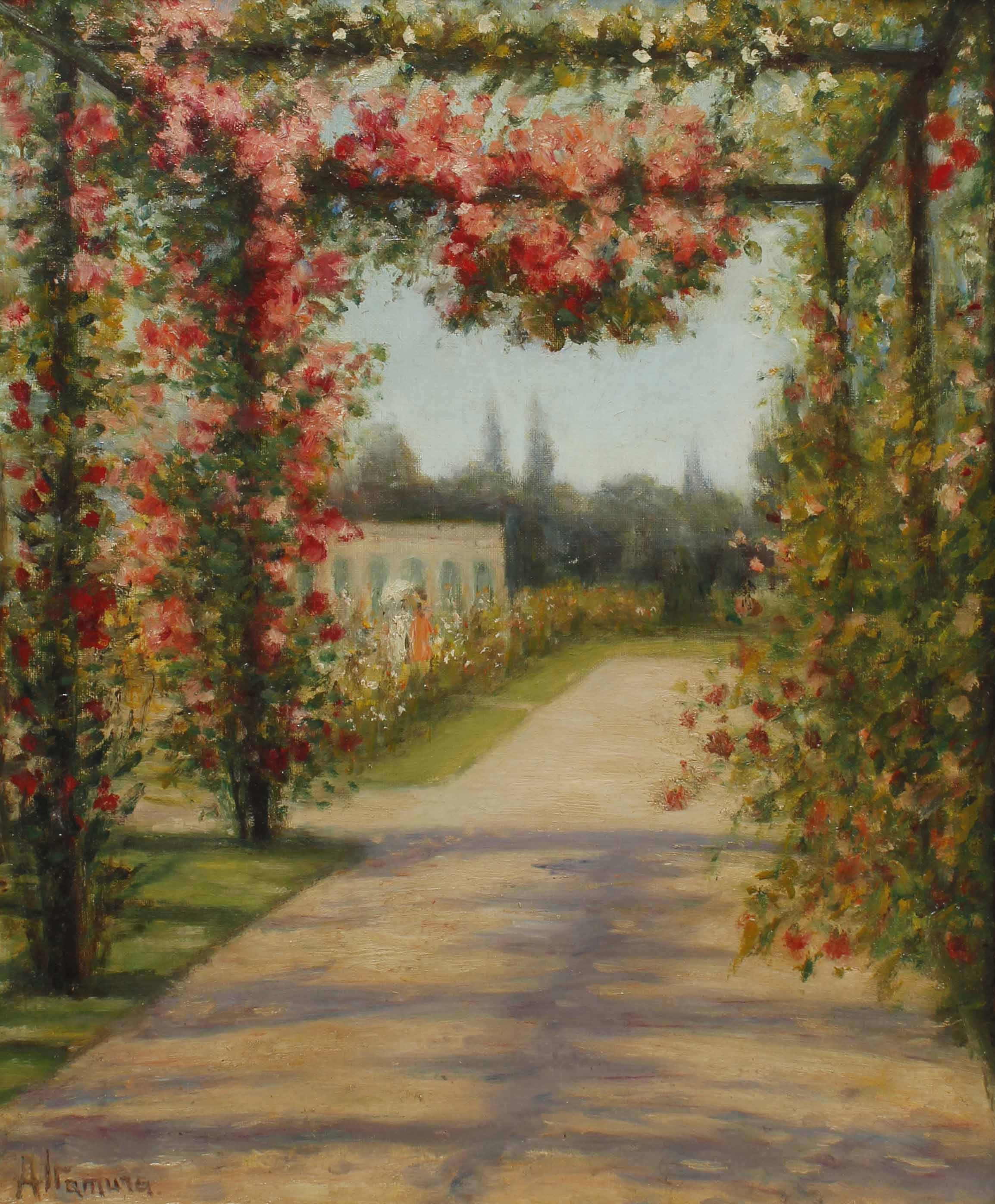 ALESSANDRO ALTAMURA (1855-1918).  "JARDÍN CON PÉRGOLA".