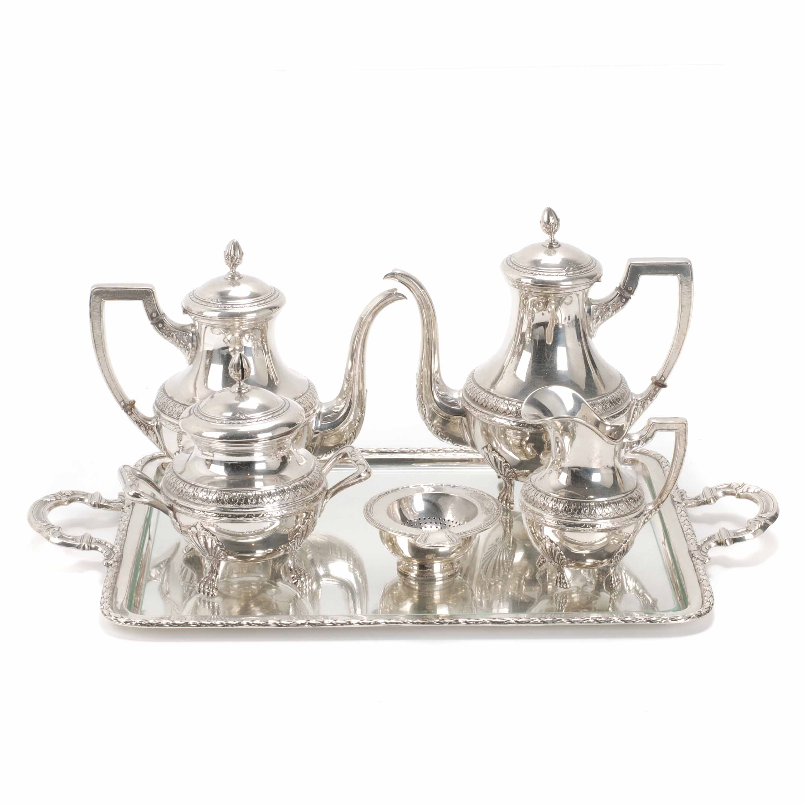 BARCELONA SILVER COFFEE AND TEA SET, MID 20TH CENTURY.