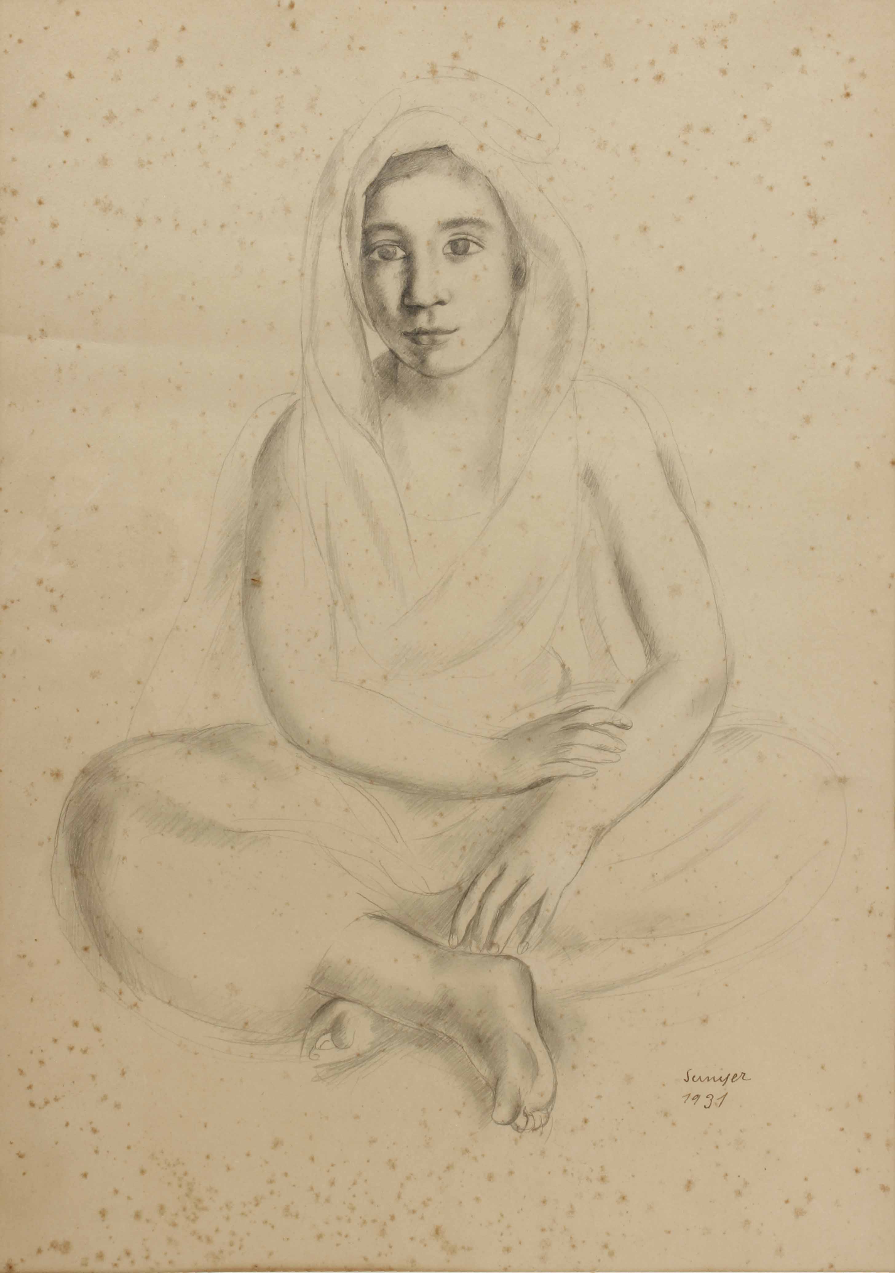 JOAQUIM SUNYER MIRÓ (1874-1956). "JOVEN SENTADA", 1931.