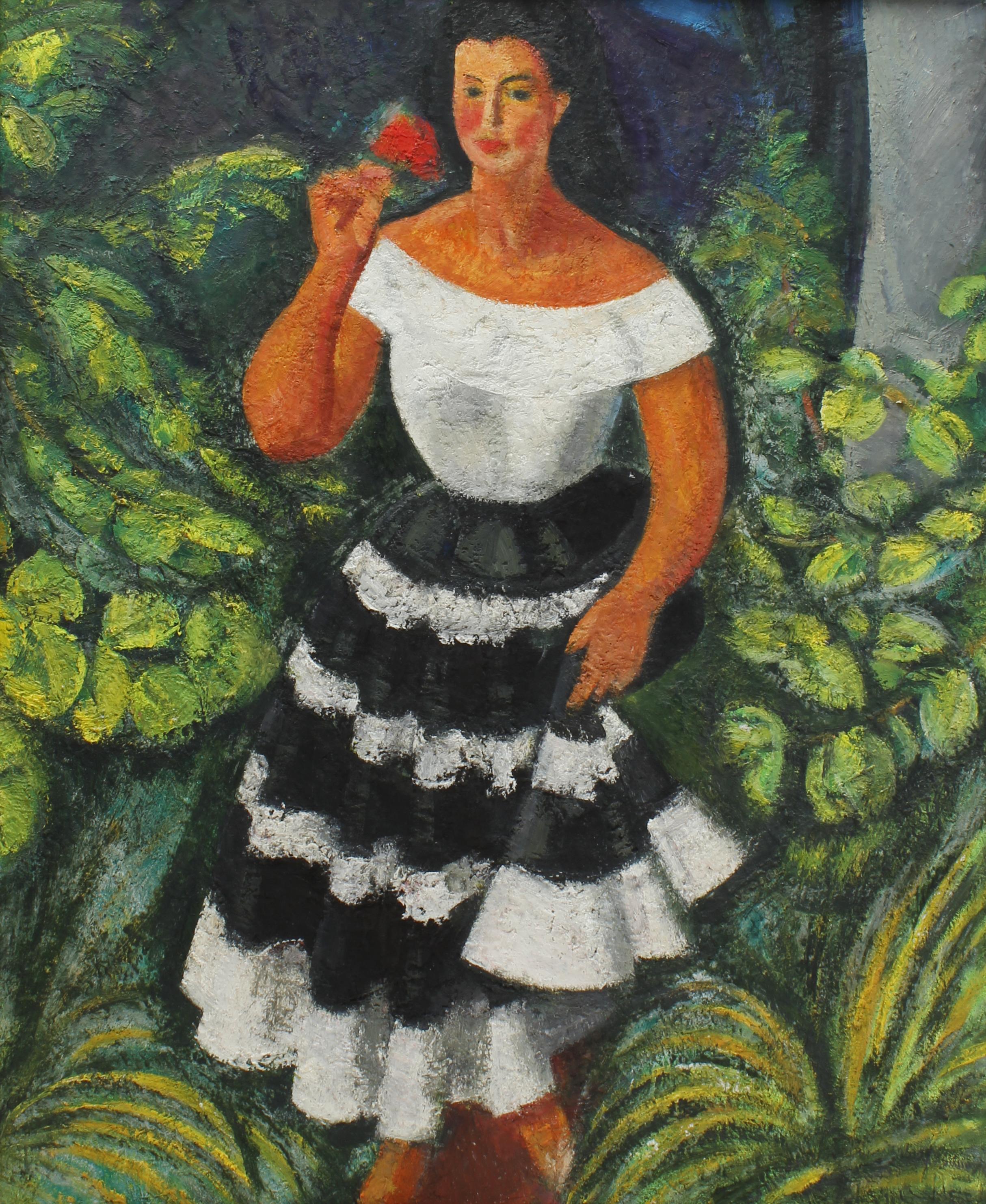 MIQUEL VILLÀ BASSOLS (1901-1988). "JOVEN CON ROSA", 1956.