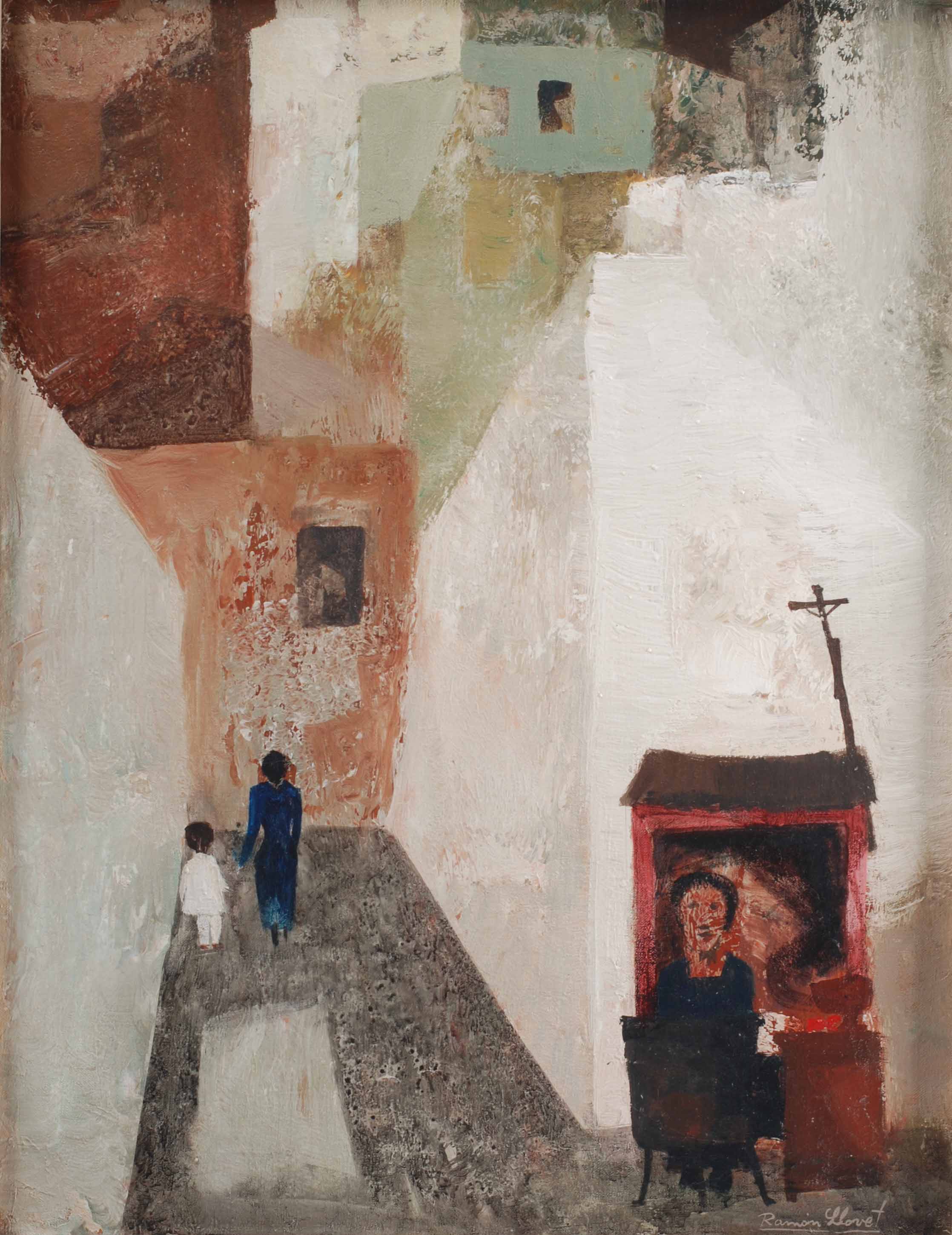 RAMÓN LLOVET (1917-1987). "CALLE CON CASTAÑERA", 1963.