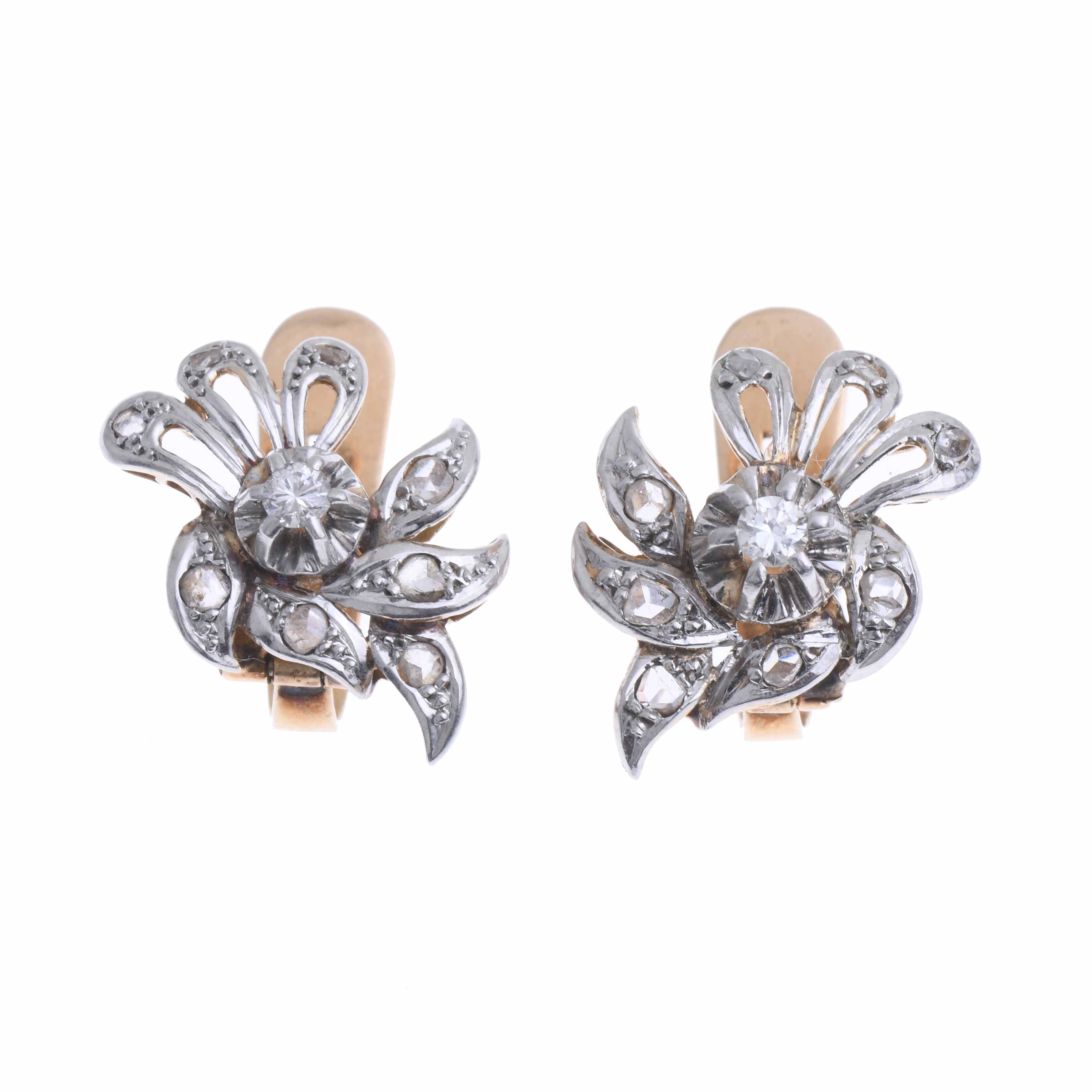 PENDIENTES ANTIGUOS ORO Y DIAMANTES.