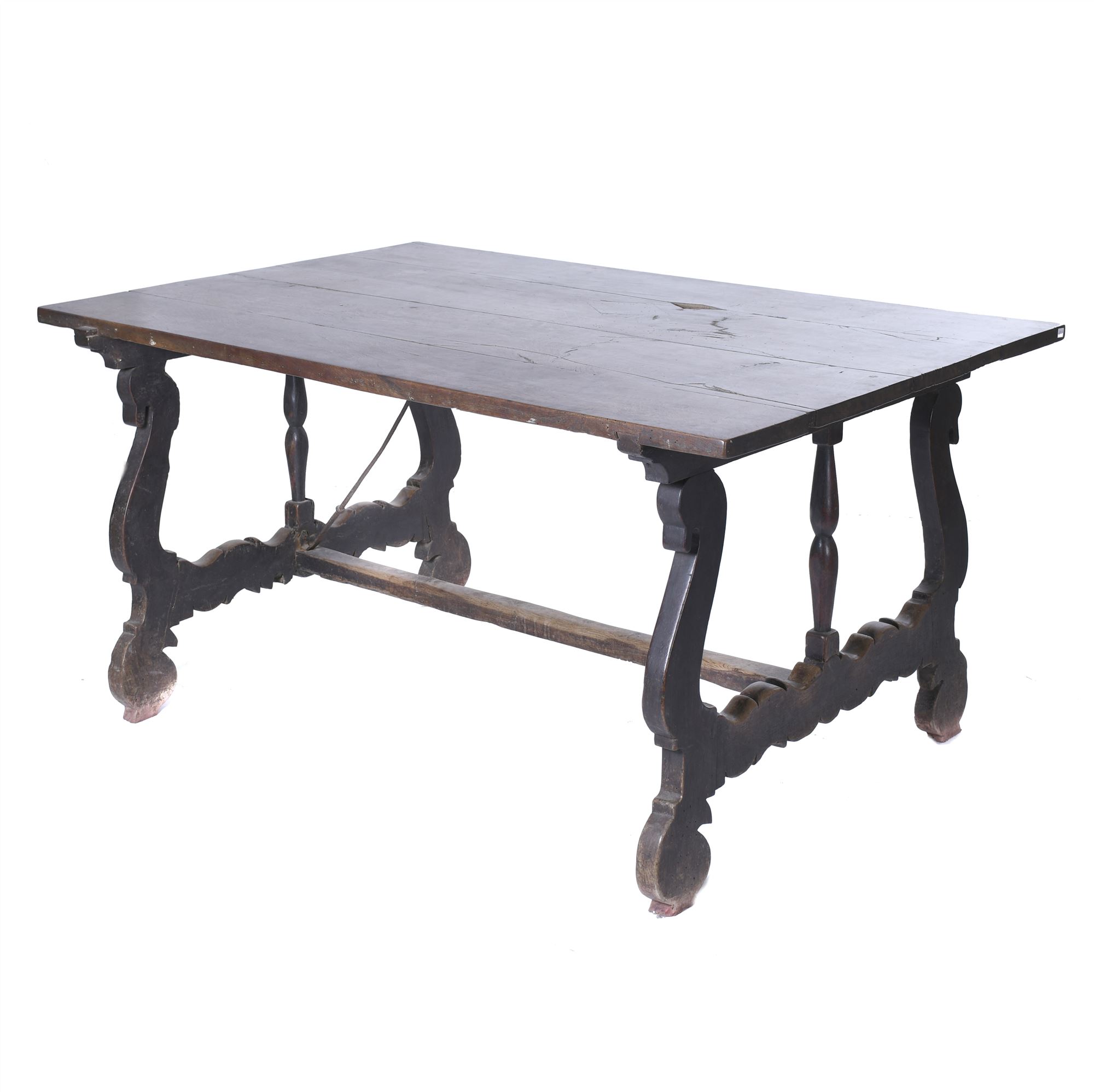 SPANISH LYRE-LEG TABLE, 18TH CENTURY.