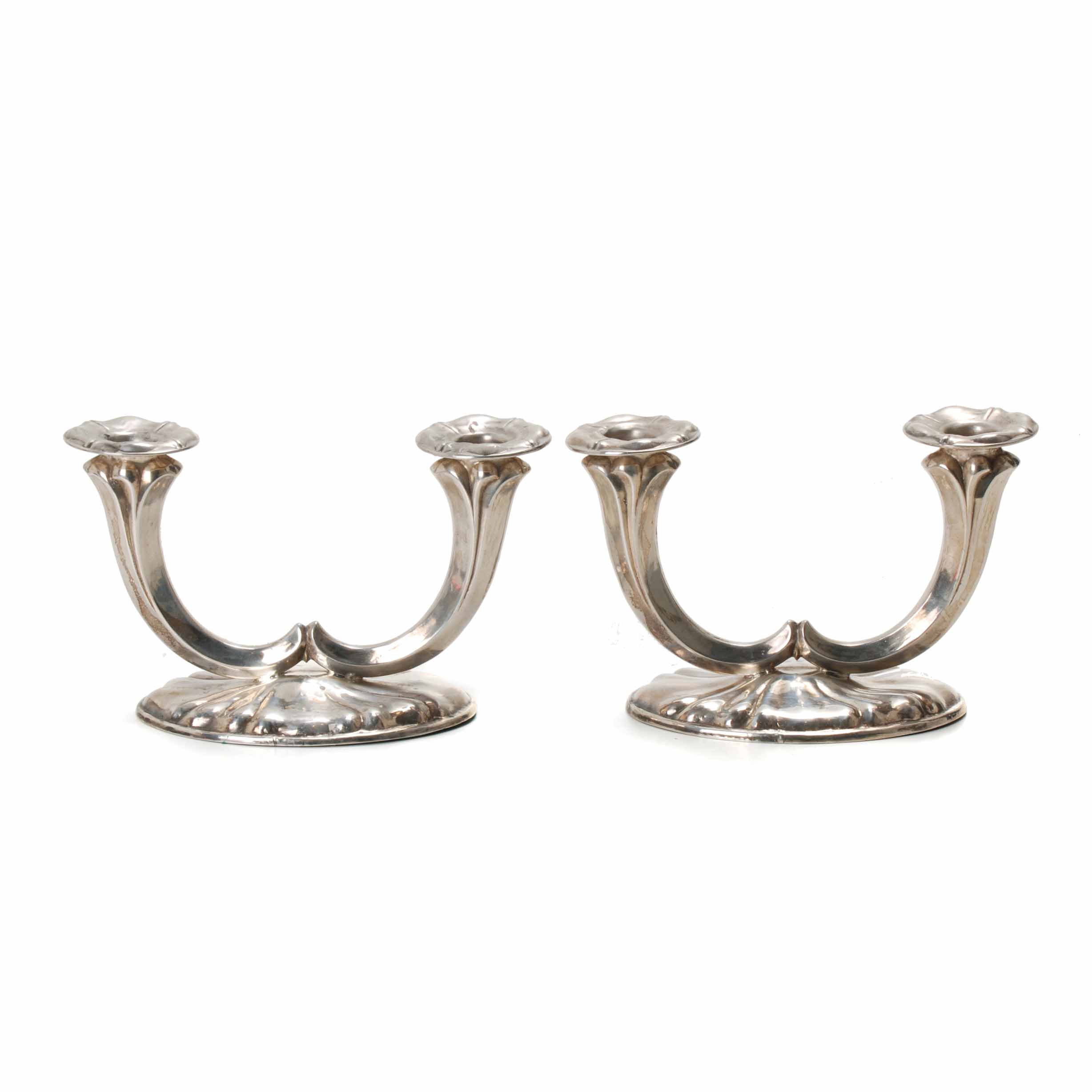 PAIR OF PERUVIAN SILVER CANDELABRA, MID 20TH CENTURY. 