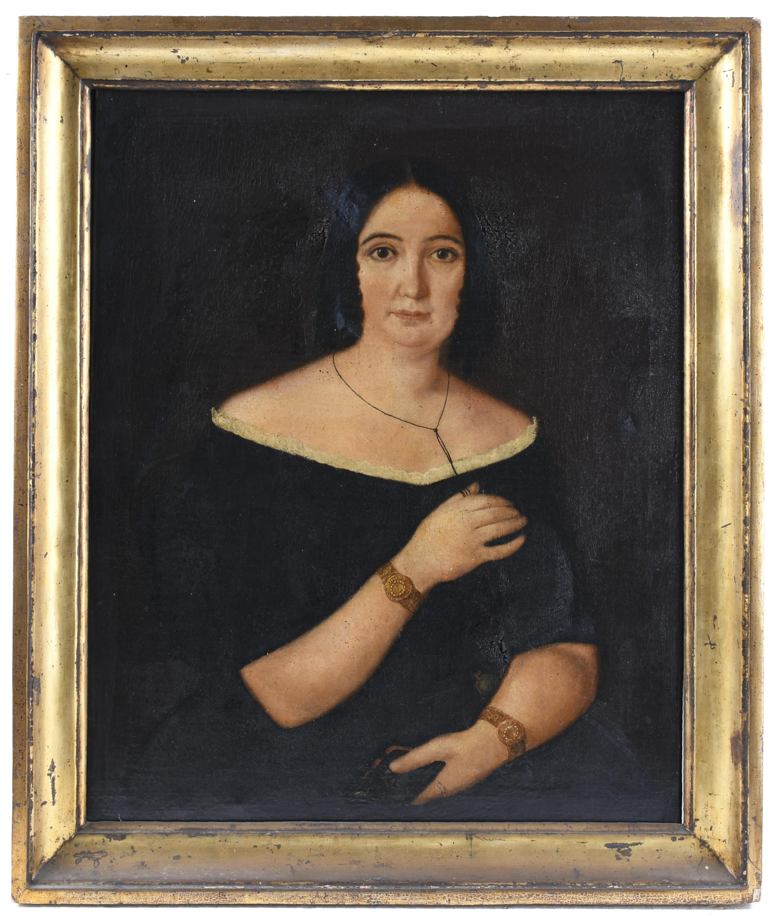 ESCUELA ESPAÑOLA, SIGLO XIX. "RETRATO DE UNA JOVEN". 