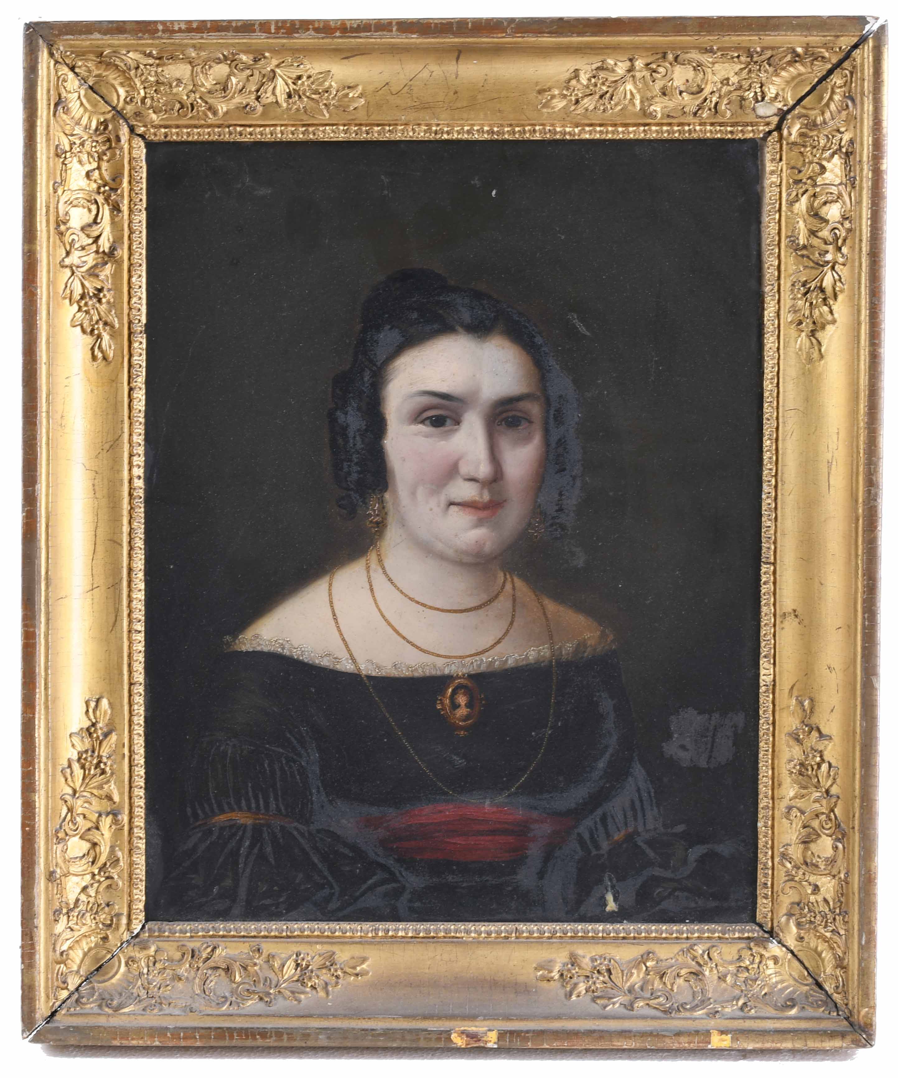 ESCUELA ESPAÑOLA, SIGLO XIX. "RETRATO DE UNA JOVEN".